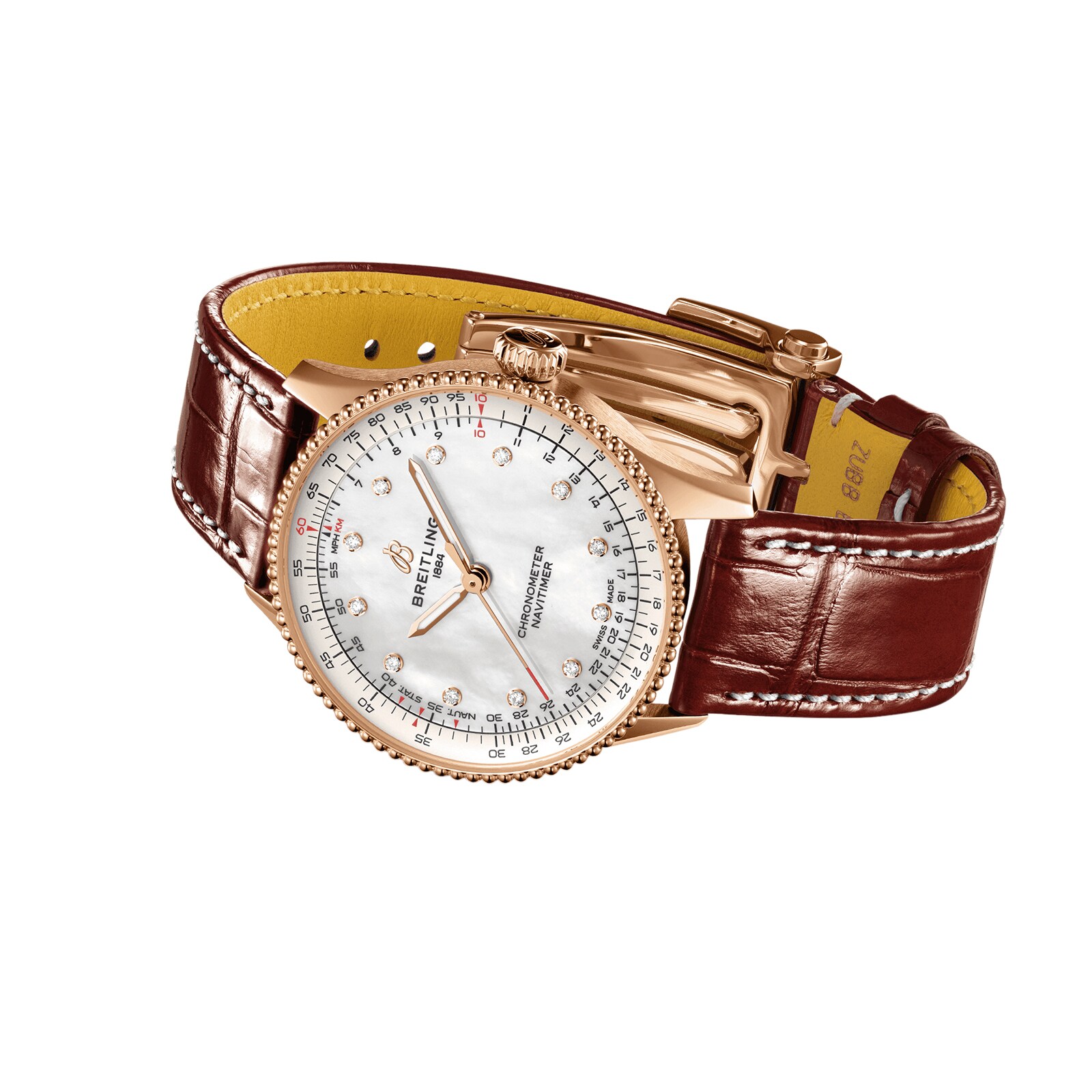 Replica Breitling Navitimer 36mm Ladies details White Mother Of Pearl Alligator 18k Red Gold R17327211A1P1 3 Replica Breitling Navitimer 36mm Ladies details White Mother Of Pearl Alligator 18k Red Gold R17327211A1P1