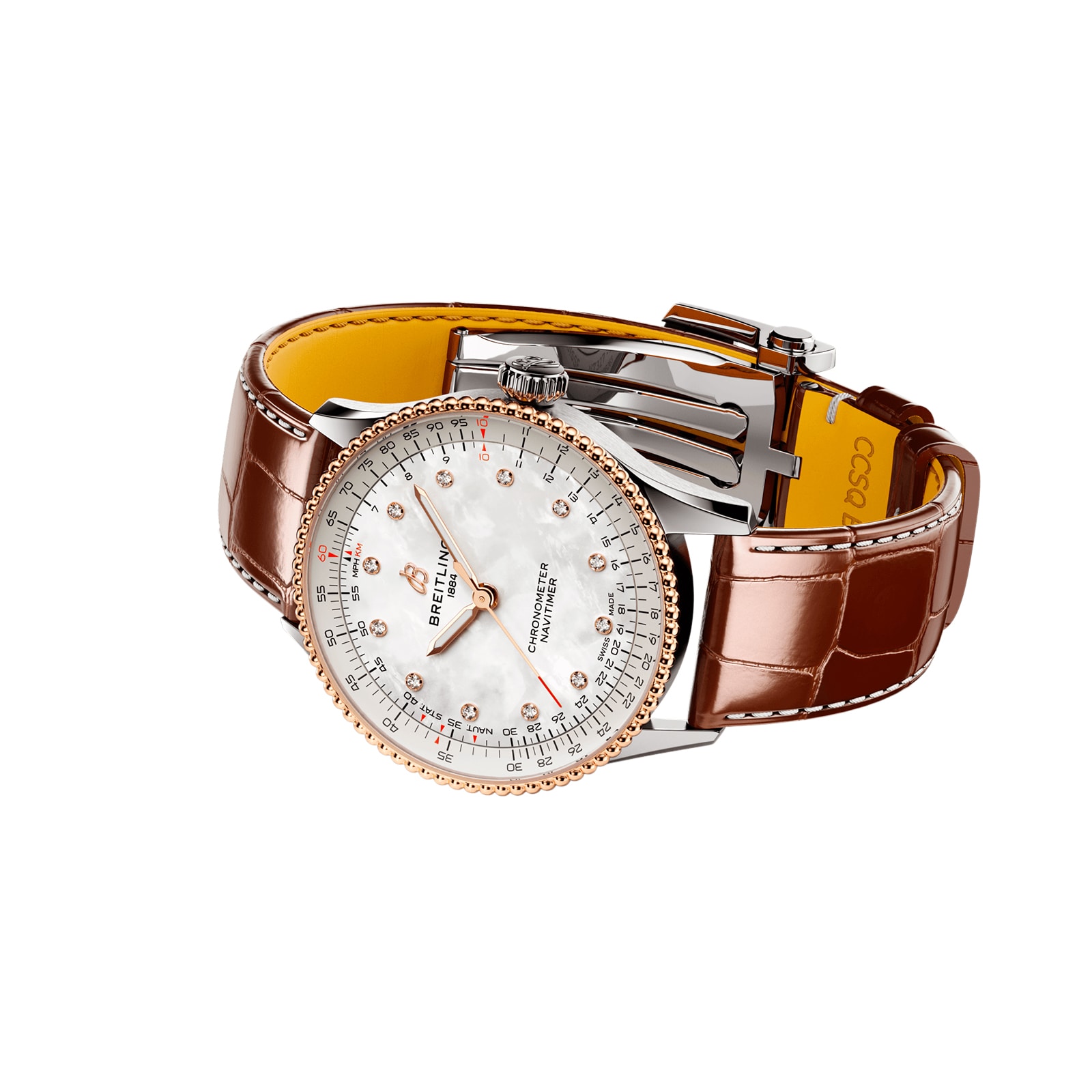 Replica Breitling Navitimer 36mm Ladies details White Mother Of Pearl Alligator U17327211A1P1