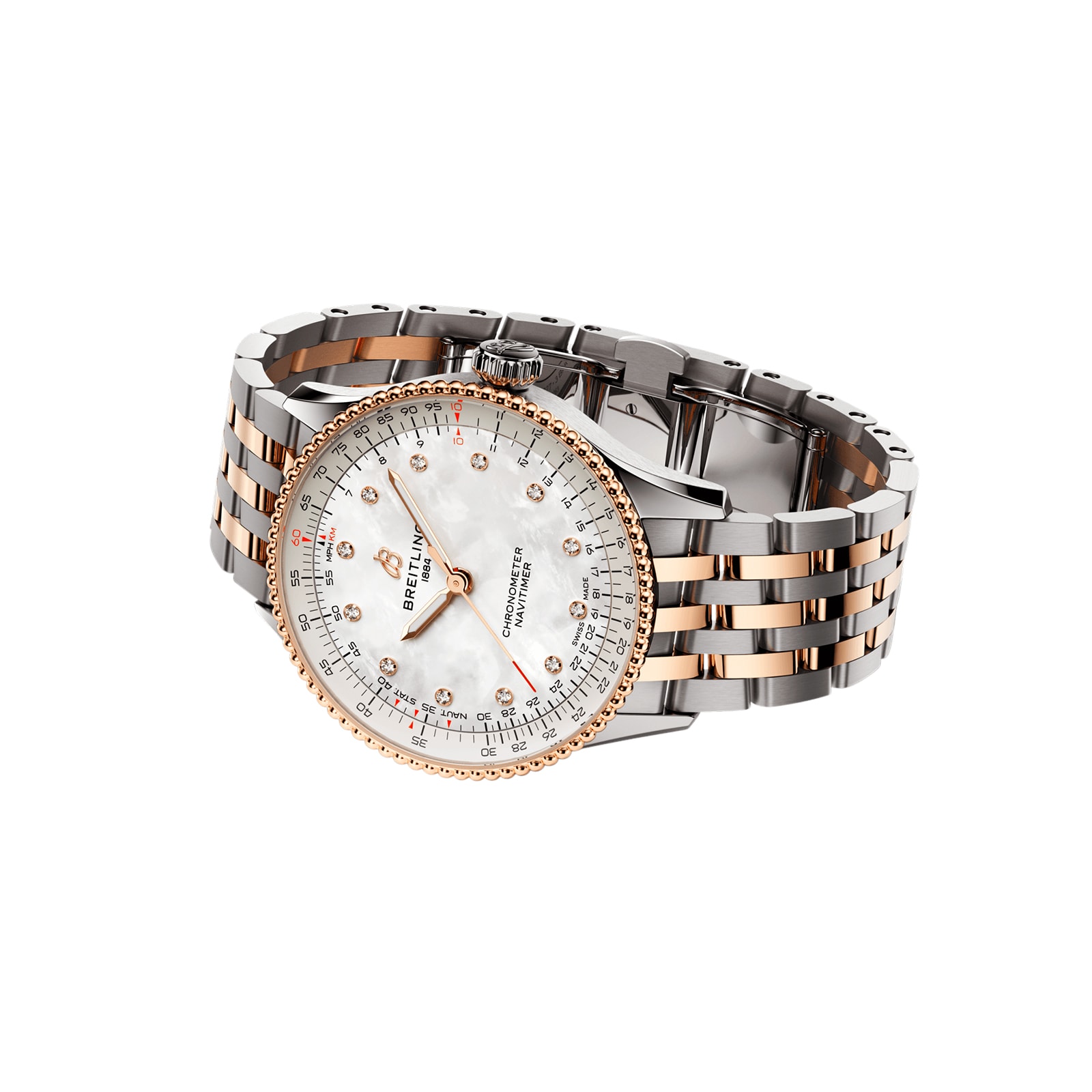 Replica Breitling Navitimer 36mm Ladies details White Mother Of Pearl Stainless Steel And 18k Red Gold U17327211A1U1 3 Replica Breitling Navitimer 36mm Ladies details White Mother Of Pearl Stainless Steel And 18k Red Gold U17327211A1U1