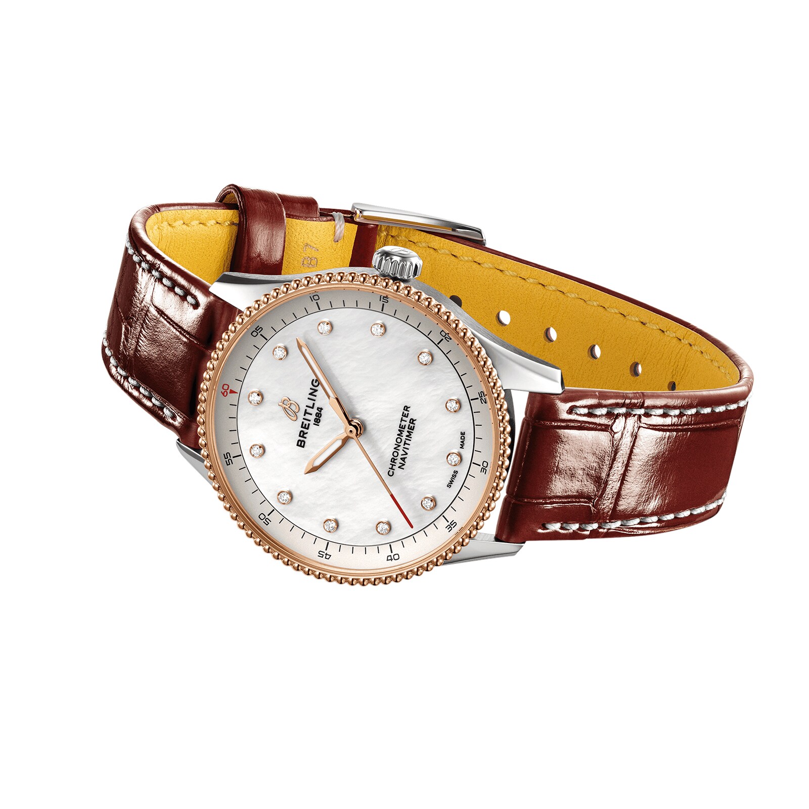 Replica Breitling Navitimer 32mm Ladies details White Mother Of Pearl Alligator U77320E61A1P1 3 Replica Breitling Navitimer 32mm Ladies details White Mother Of Pearl Alligator U77320E61A1P1