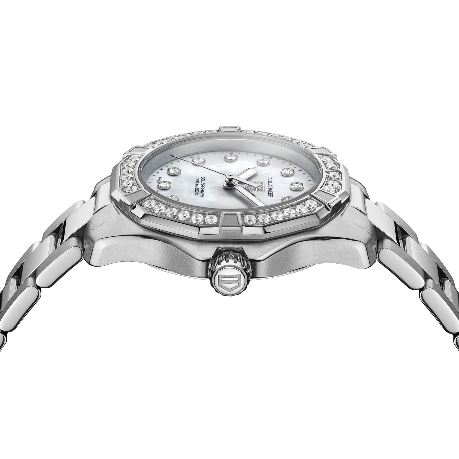 Replica TAG Heuer Aquaracer Professional 200 Solargraph 34mm Ladies details Mother Of Pearl Diamonds WBP1314.BA0005 3 Replica TAG Heuer Aquaracer Professional 200 Solargraph 34mm Ladies details Mother Of Pearl Diamonds WBP1314.BA0005