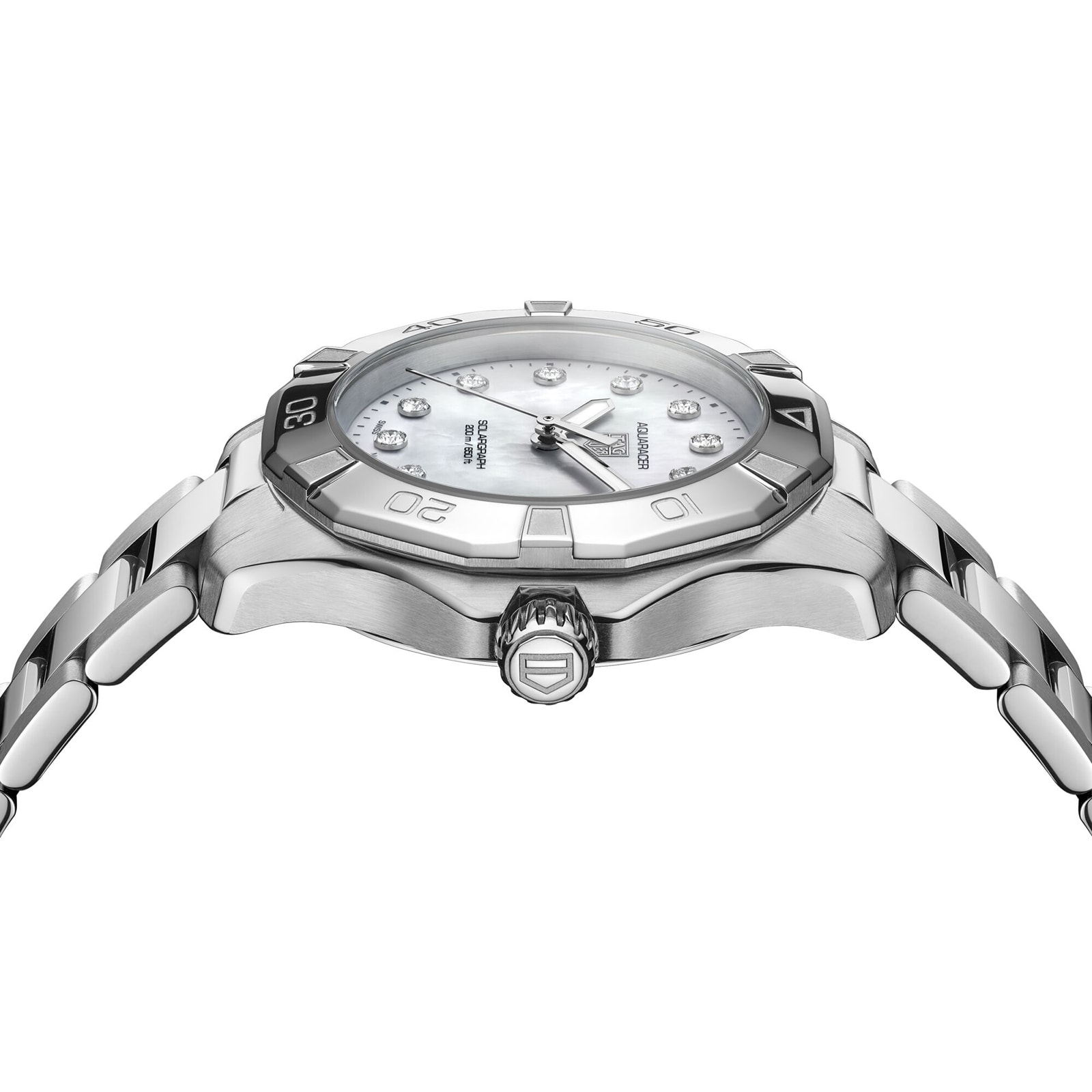 Replica TAG Heuer Aquaracer Professional 200 Solargraph 34mm Ladies details Mother Of Pearl Diamonds WBP1313.BA0005 3 Replica TAG Heuer Aquaracer Professional 200 Solargraph 34mm Ladies details Mother Of Pearl Diamonds WBP1313.BA0005