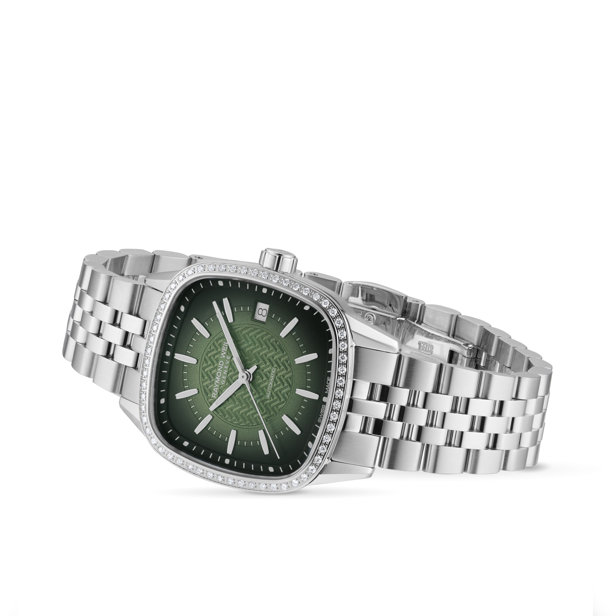 Replica Raymond Weil Freelancer Automatic 34.5mm x 34.5mm Ladies details Lab Grown Diamonds Green 2490-STS-52051