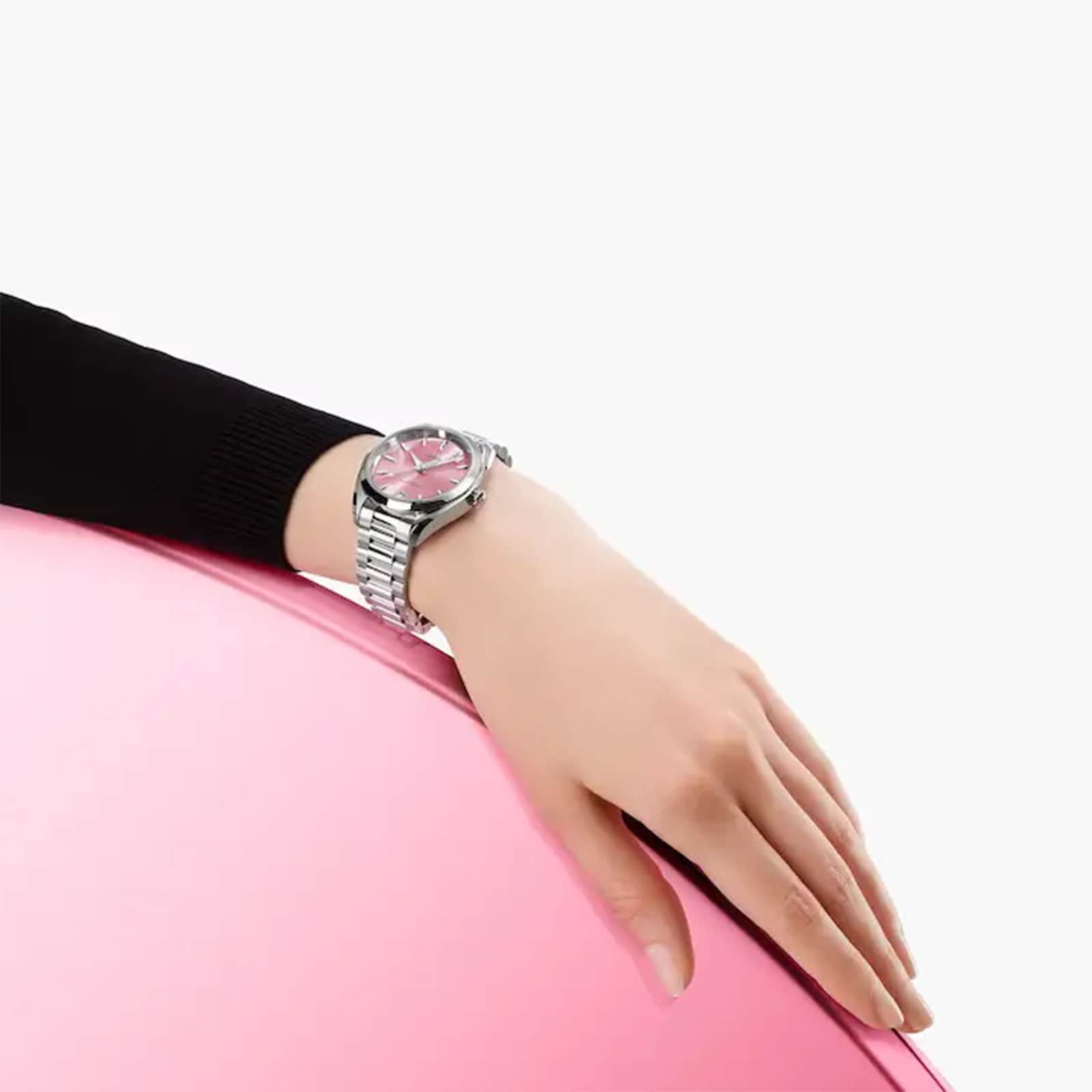 Replica Omega Seamaster Aqua Terra 150m Co-Axial Master Chronometer 34mm Ladies details Pink O22010342010003