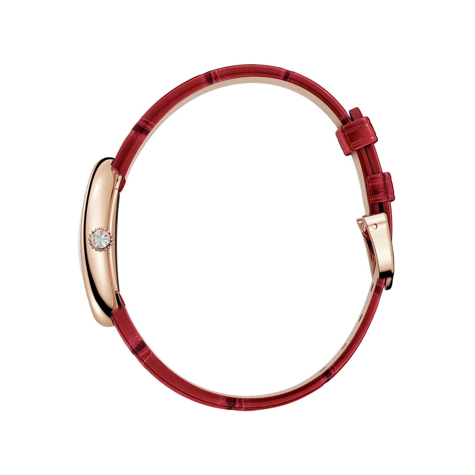 Replica Cartier Baignoire de Cartier details Small model quartz movement rose gold diamonds leather WJBA0031 3 Replica Cartier Baignoire de Cartier details Small model quartz movement rose gold diamonds leather WJBA0031