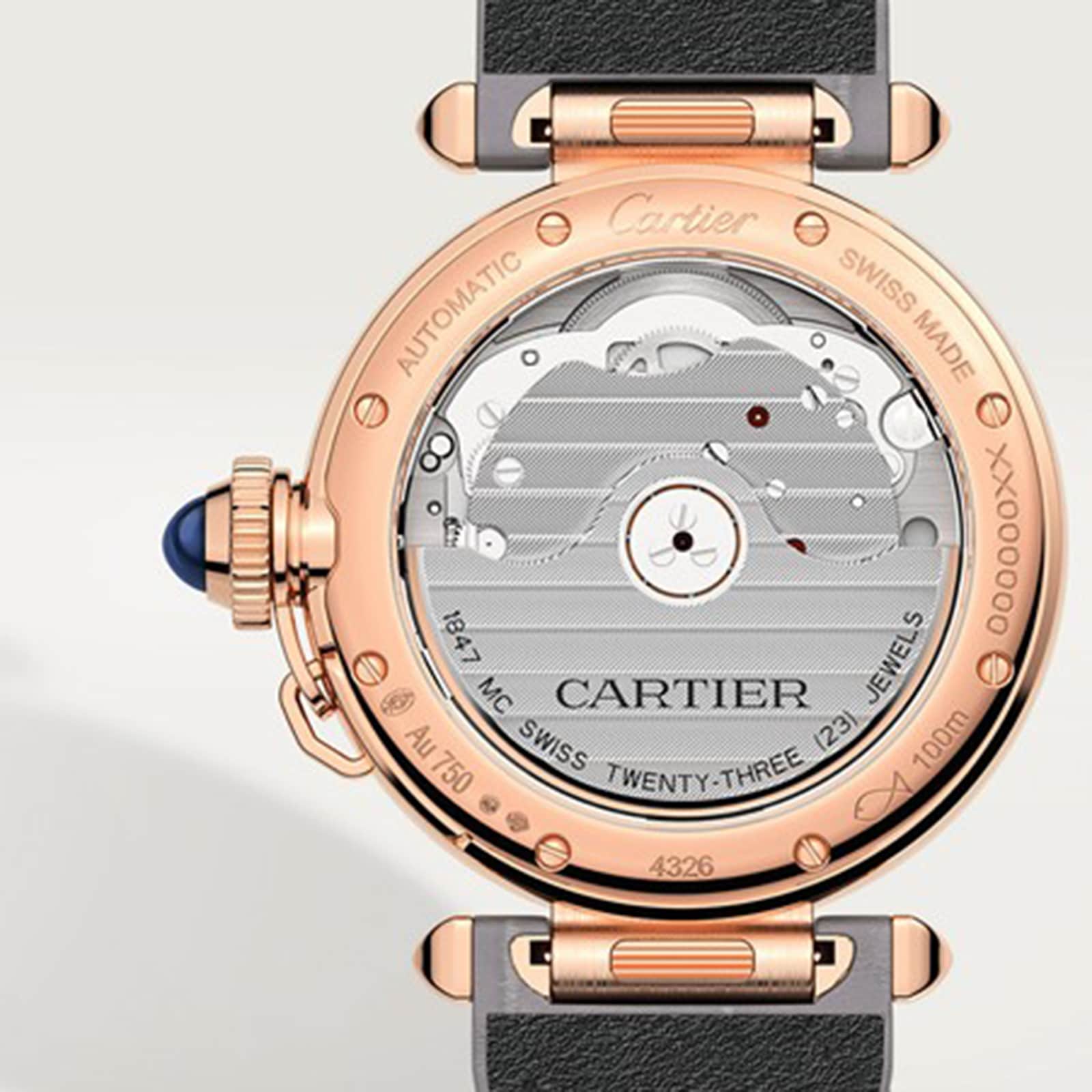 Replica Cartier Pasha De Cartier details 35mm Automatic Movement Rose Gold 2 Interchangeable Leather Straps WGPA0014 3 Replica Cartier Pasha De Cartier details 35mm Automatic Movement Rose Gold 2 Interchangeable Leather Straps WGPA0014