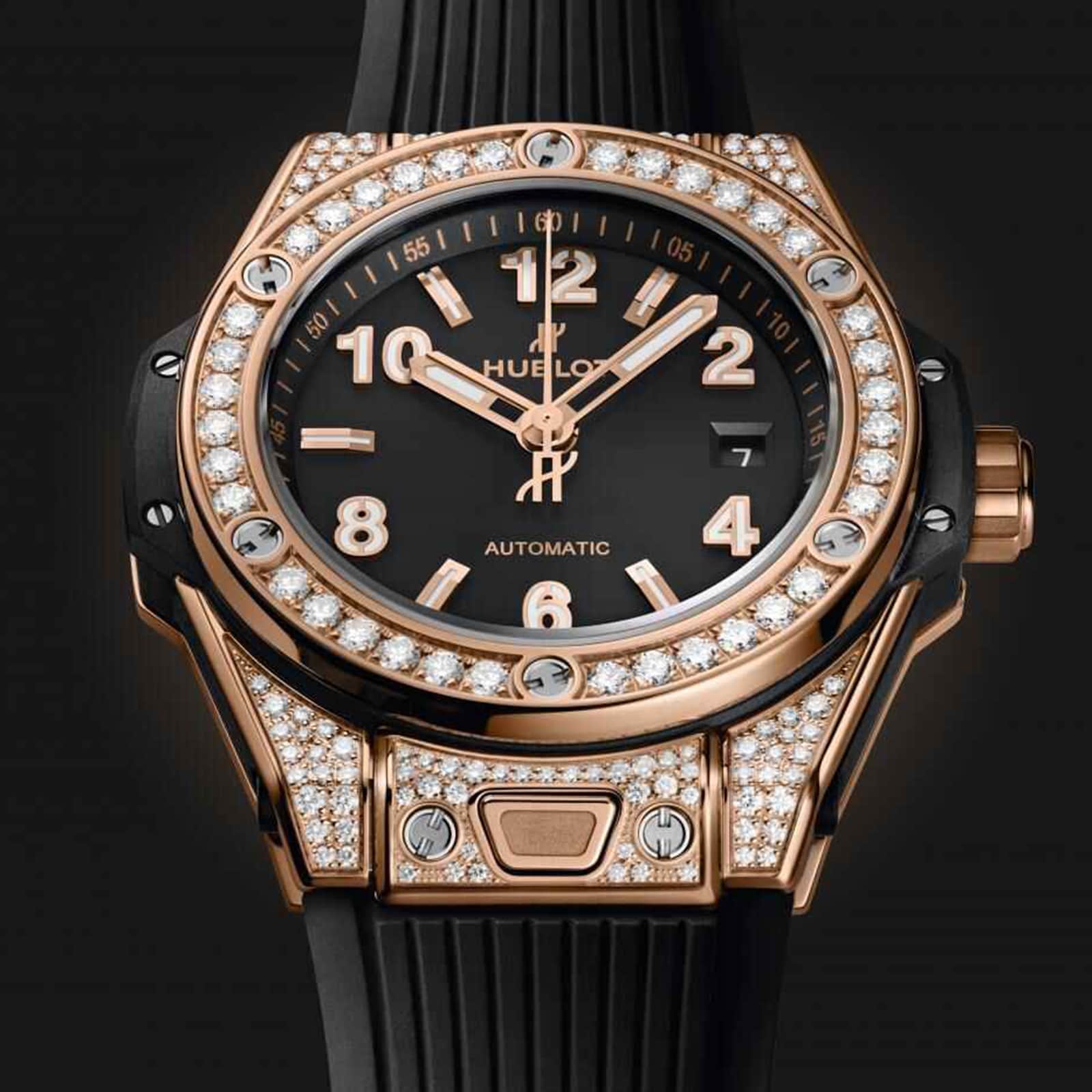 Replica Hublot Big Bang One Click King Gold Pave 33mm details 485.OX.1180.RX.1604