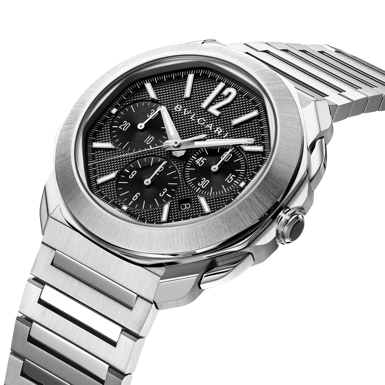 Replica Bvlgari Stainless Steel Octo Roma 42mm Black Dial Auto Gents Interchangable Strap Chrono details 103471 3 Replica Bvlgari Stainless Steel Octo Roma 42mm Black Dial Auto Gents Interchangable Strap Chrono details 103471