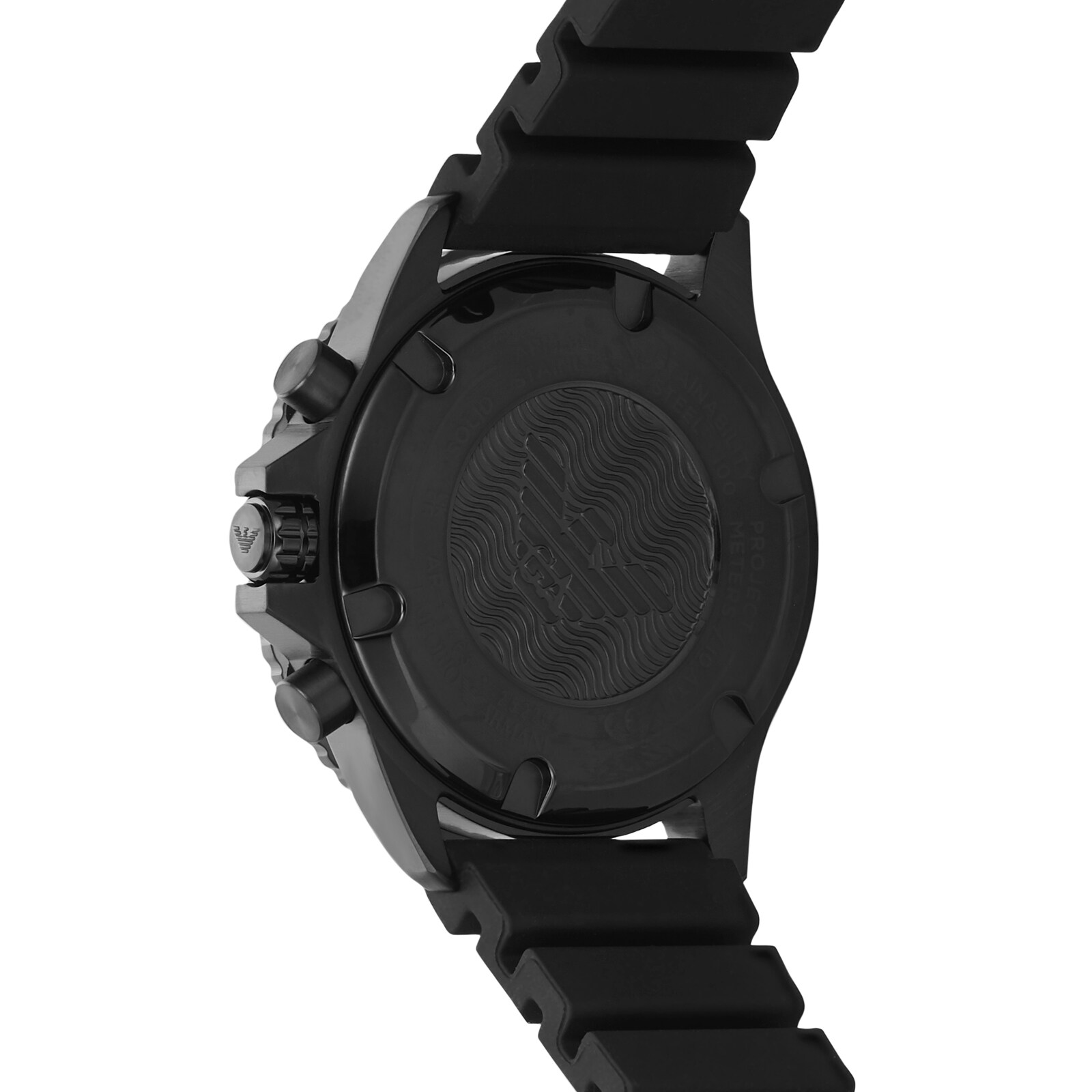 Replica Emporio Armani Chronograph Black Silicone Mens details 43mm AR11463