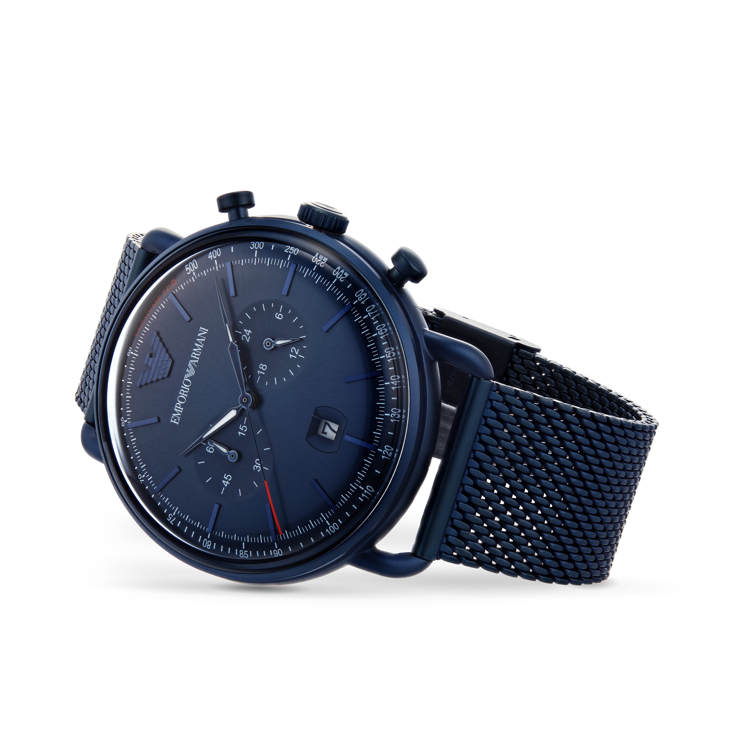 Replica Emporio Armani 43mm Mens Blue Mesh details AR11289