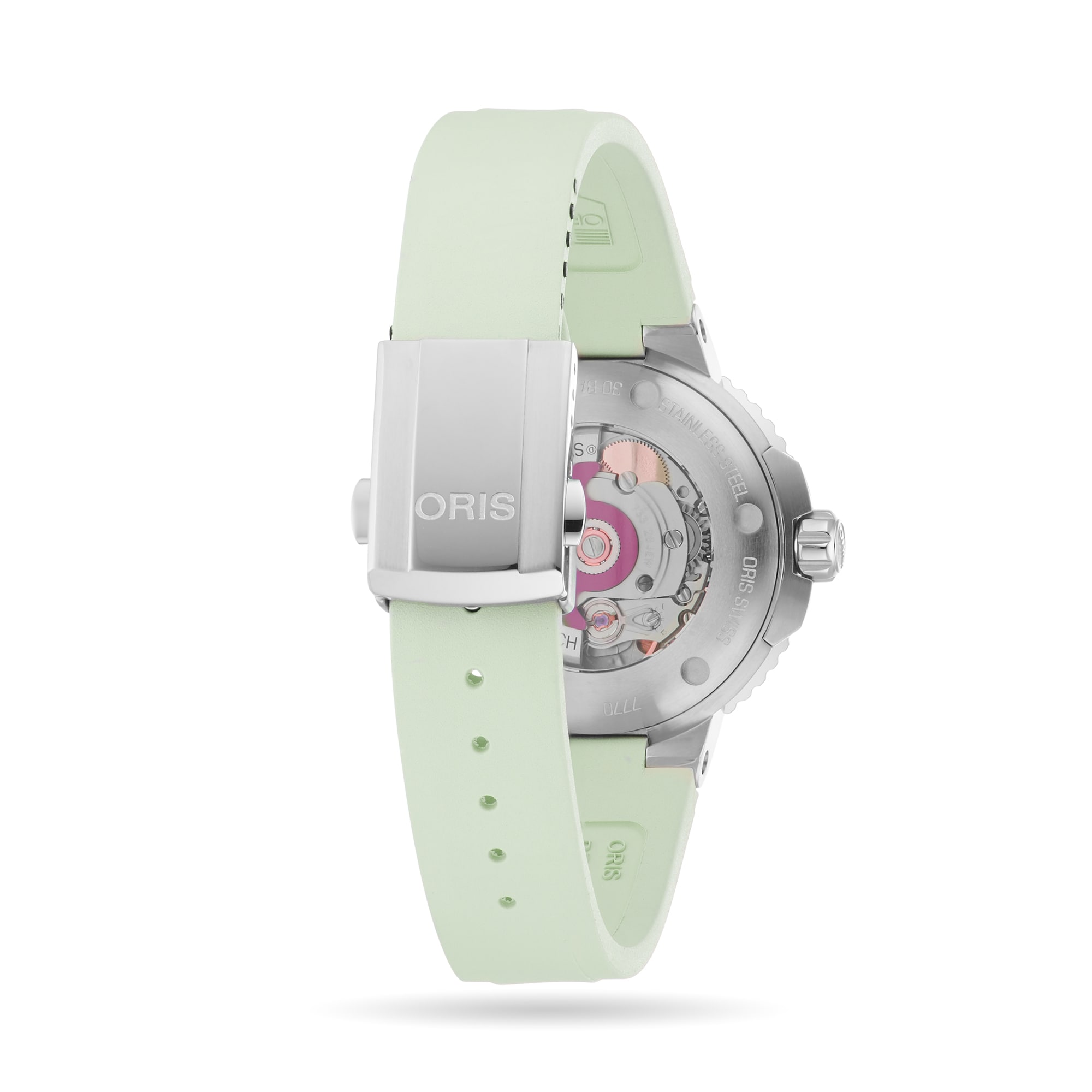 Replica Oris Aquis Date 36.5mm Unisex details Green 01 733 7770 4157-07 4 18 67FC