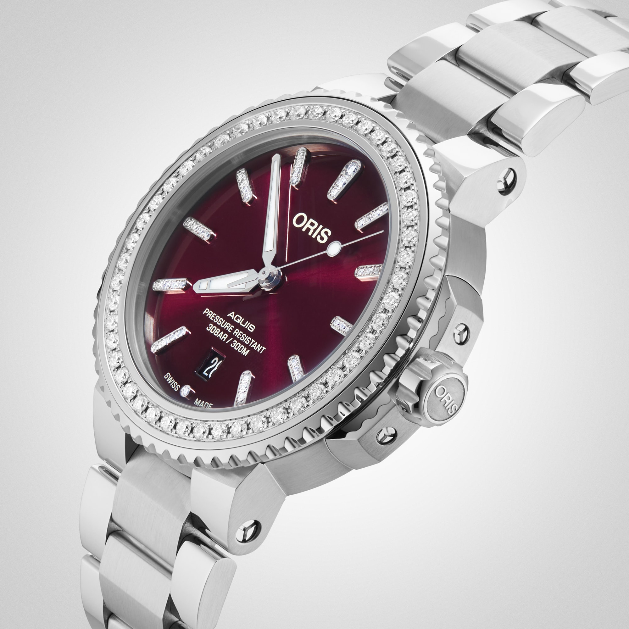 Replica Oris Aquis Cherry Diamond Bezel 41.5mm Unisex details - Stainless Steel Strap 01 733 7766 4998-07 8 22 05PEB