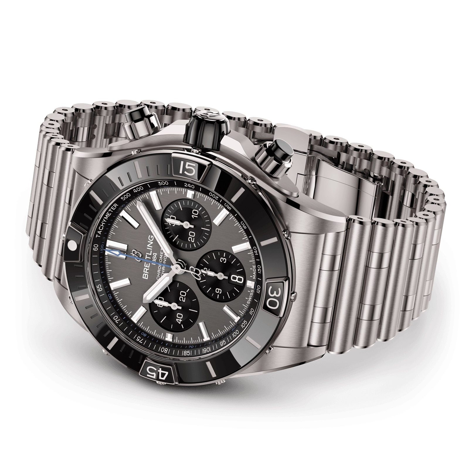 Replica Breitling Super Chronomat B01 44mm Mens details Grey Stainless Steel EB0136251M1E1 3 Replica Breitling Super Chronomat B01 44mm Mens details Grey Stainless Steel EB0136251M1E1