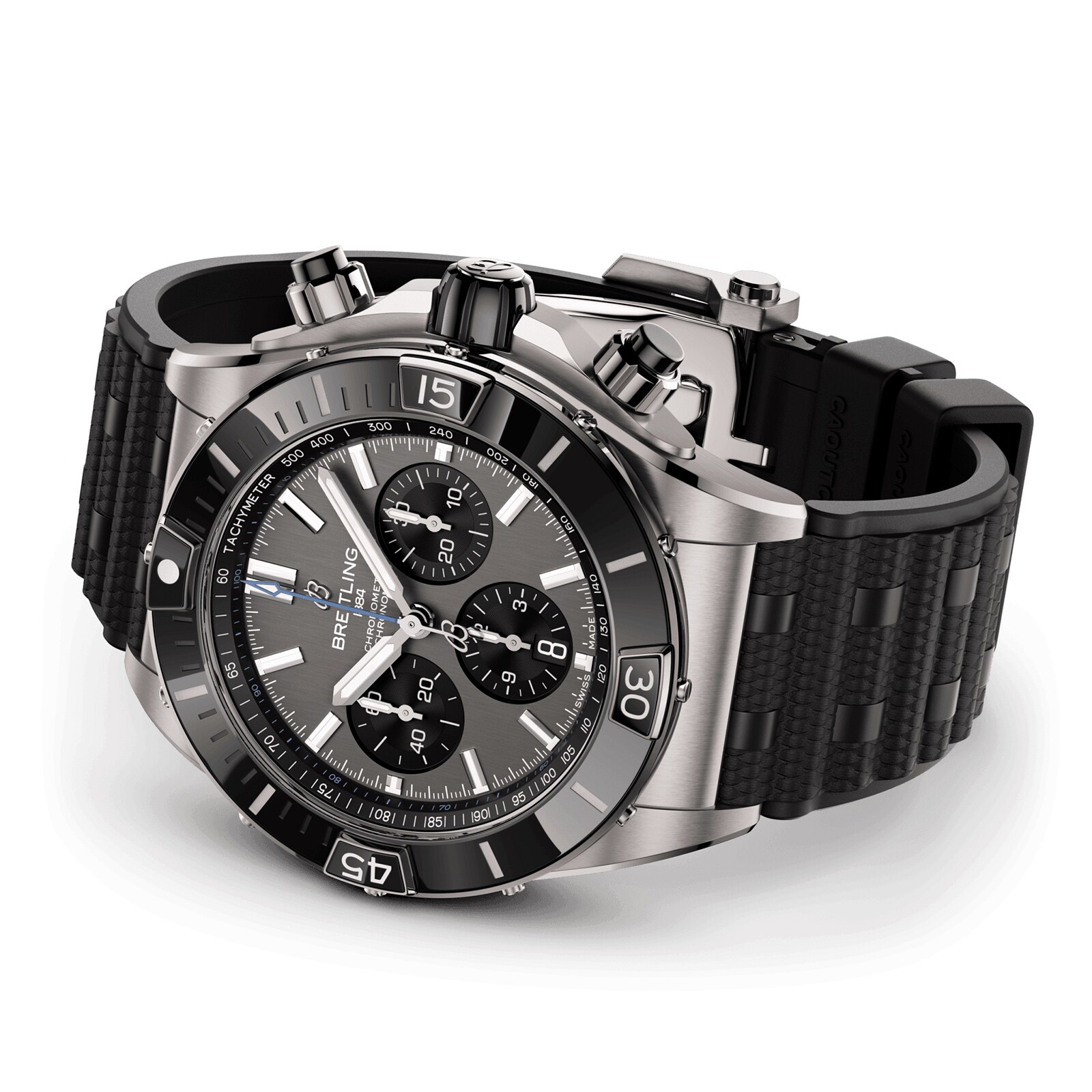 Replica Breitling Super Chronomat B01 44mm Mens details Grey Rubber EB0136251M1S1 3 Replica Breitling Super Chronomat B01 44mm Mens details Grey Rubber EB0136251M1S1