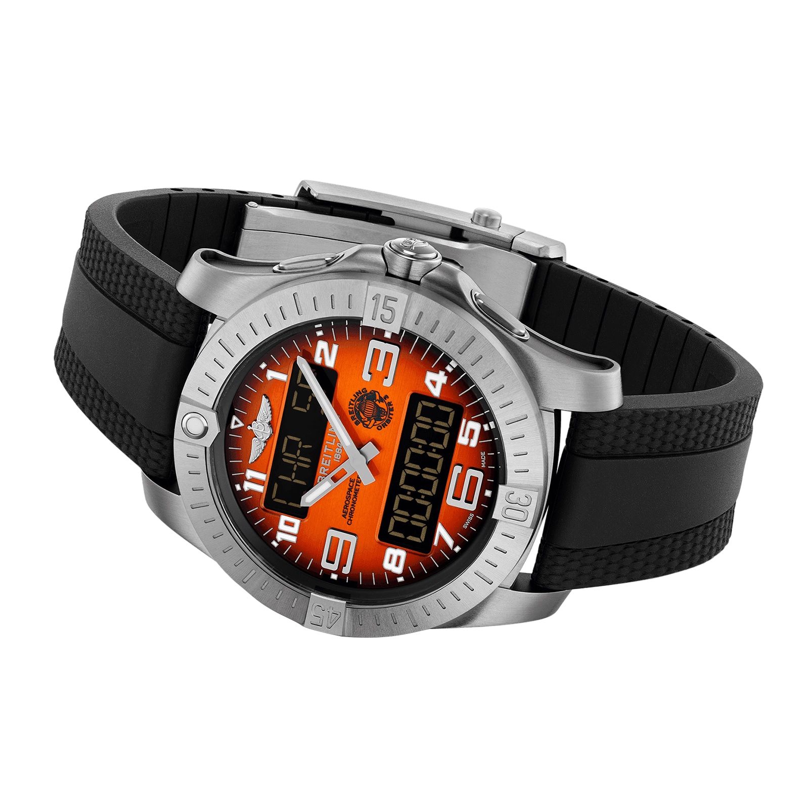 Replica Breitling Aerospace B70 Orbiter 25th Anniversary 43mm Mens details Orange Rubber EB70101A1O1S1 3 Replica Breitling Aerospace B70 Orbiter 25th Anniversary 43mm Mens details Orange Rubber EB70101A1O1S1