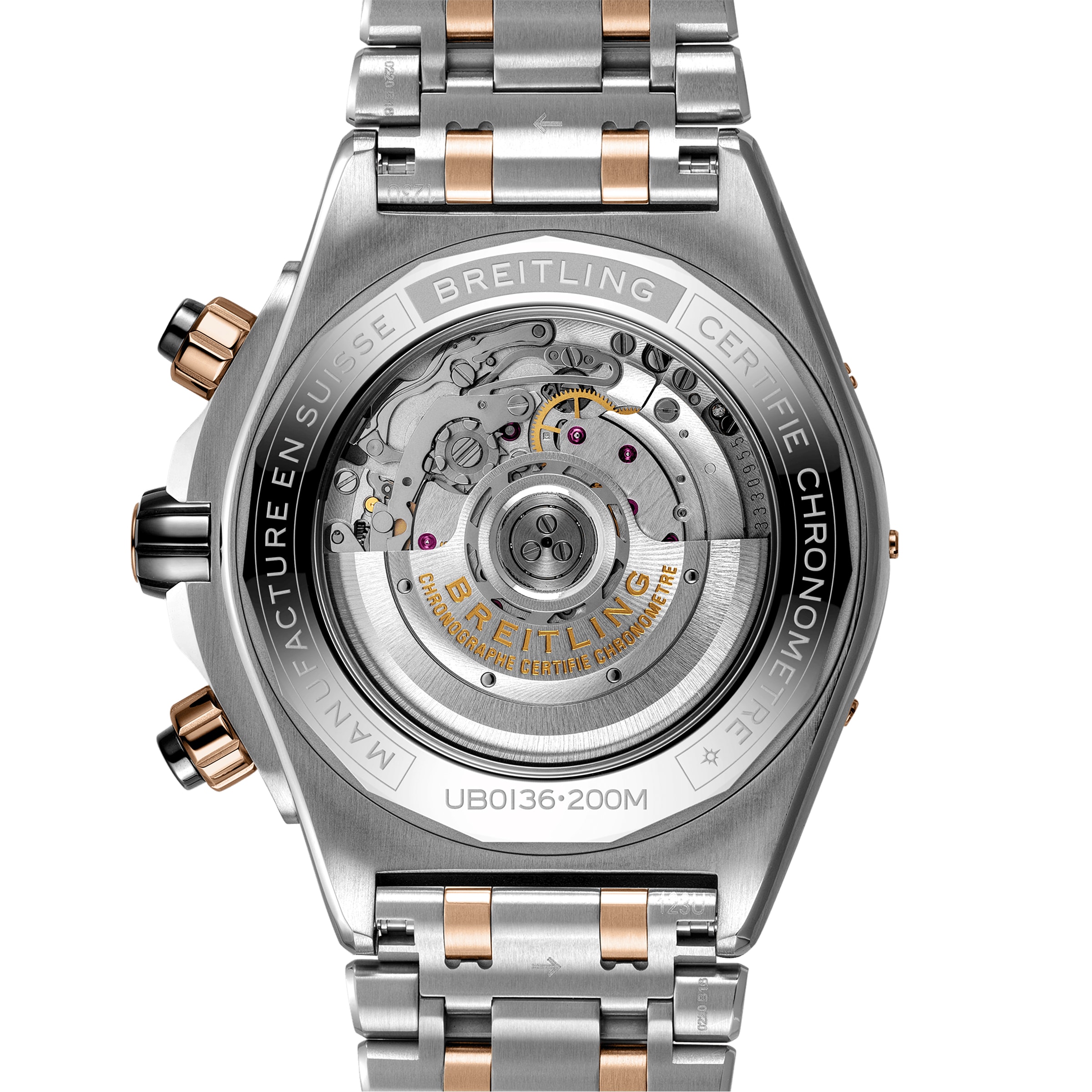 Replica Breitling Super Chronomat B01 44 Stainless Steel 18k Red Gold details UB0136251B1U1 3 Replica Breitling Super Chronomat B01 44 Stainless Steel 18k Red Gold details UB0136251B1U1