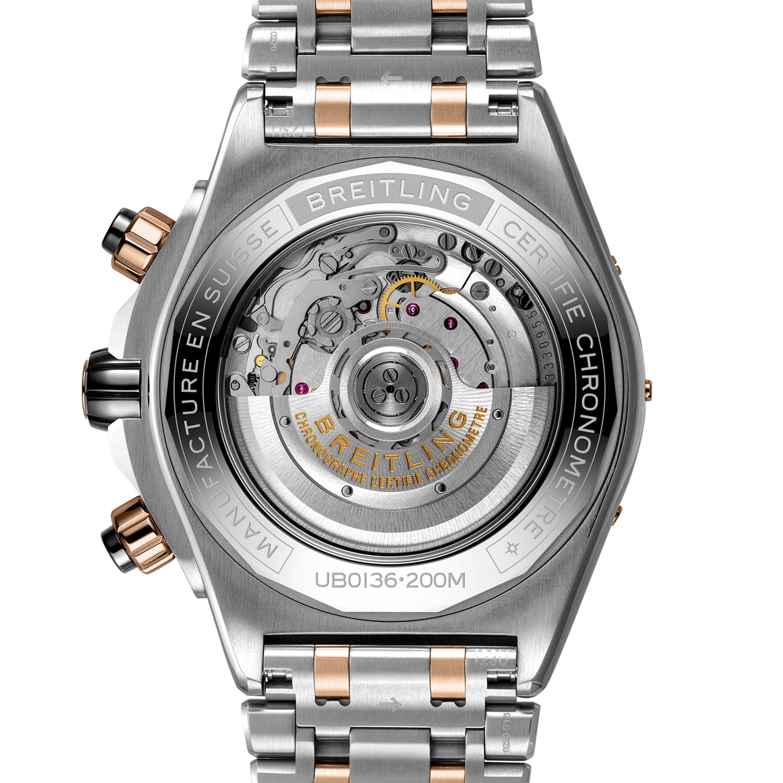 Replica Breitling Super Chronomat B01 44 Stainless Steel 18k Red Gold details UB0136251L1U1 3 Replica Breitling Super Chronomat B01 44 Stainless Steel 18k Red Gold details UB0136251L1U1