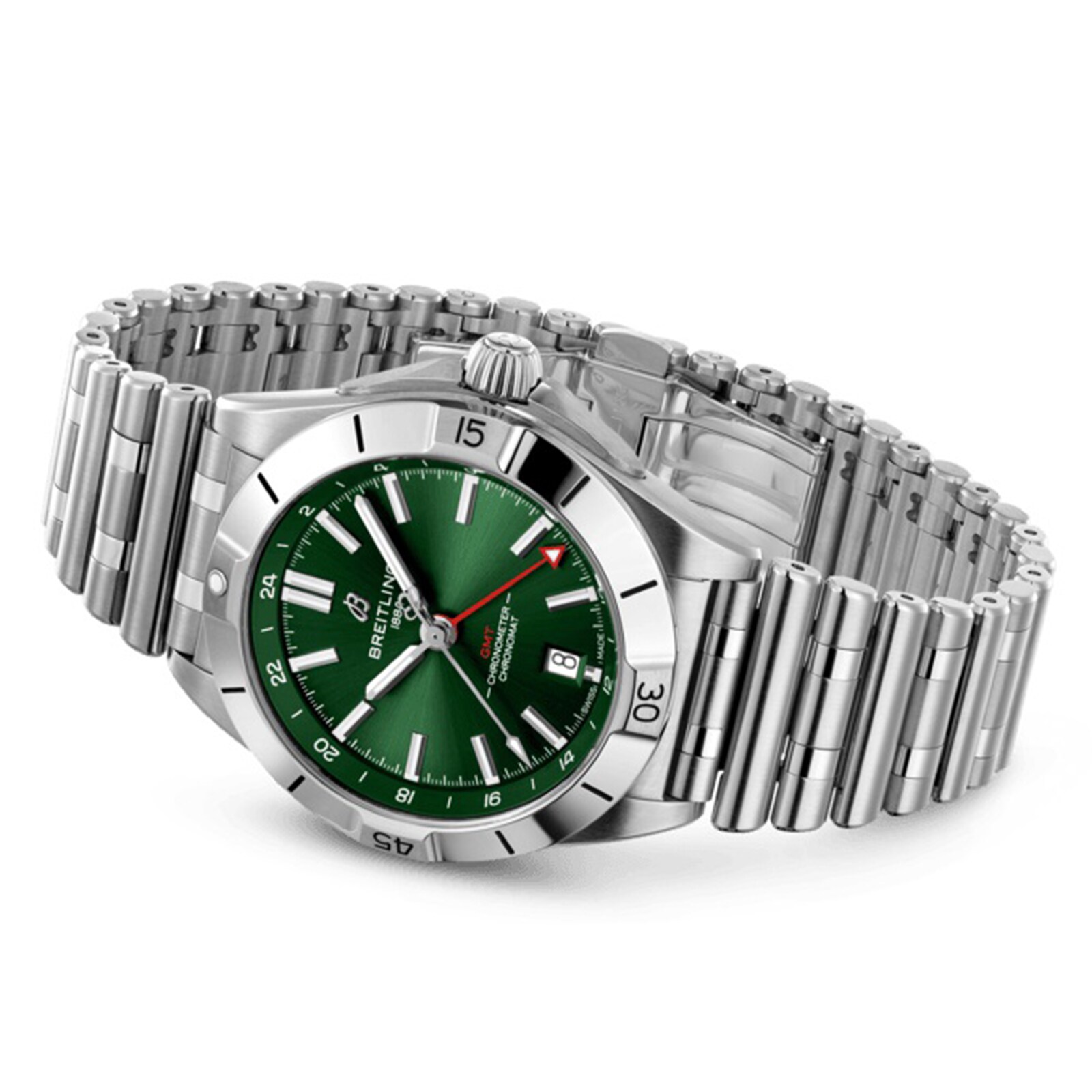 Replica Breitling Chronomat Automatic GMT 40 Green Dial details A32398101L1A1