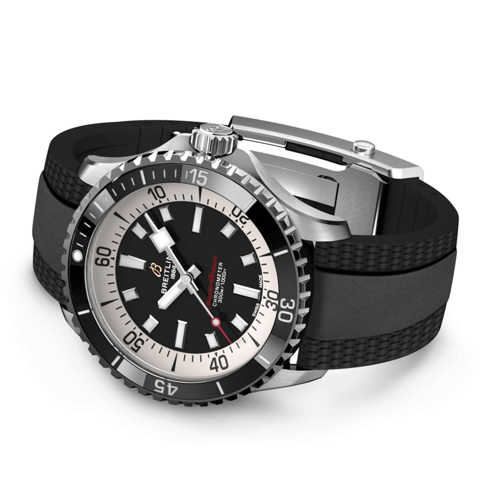 Replica Breitling Superocean Automatic 42 Stainless Steel Rubber Strap details A17375211B1S1