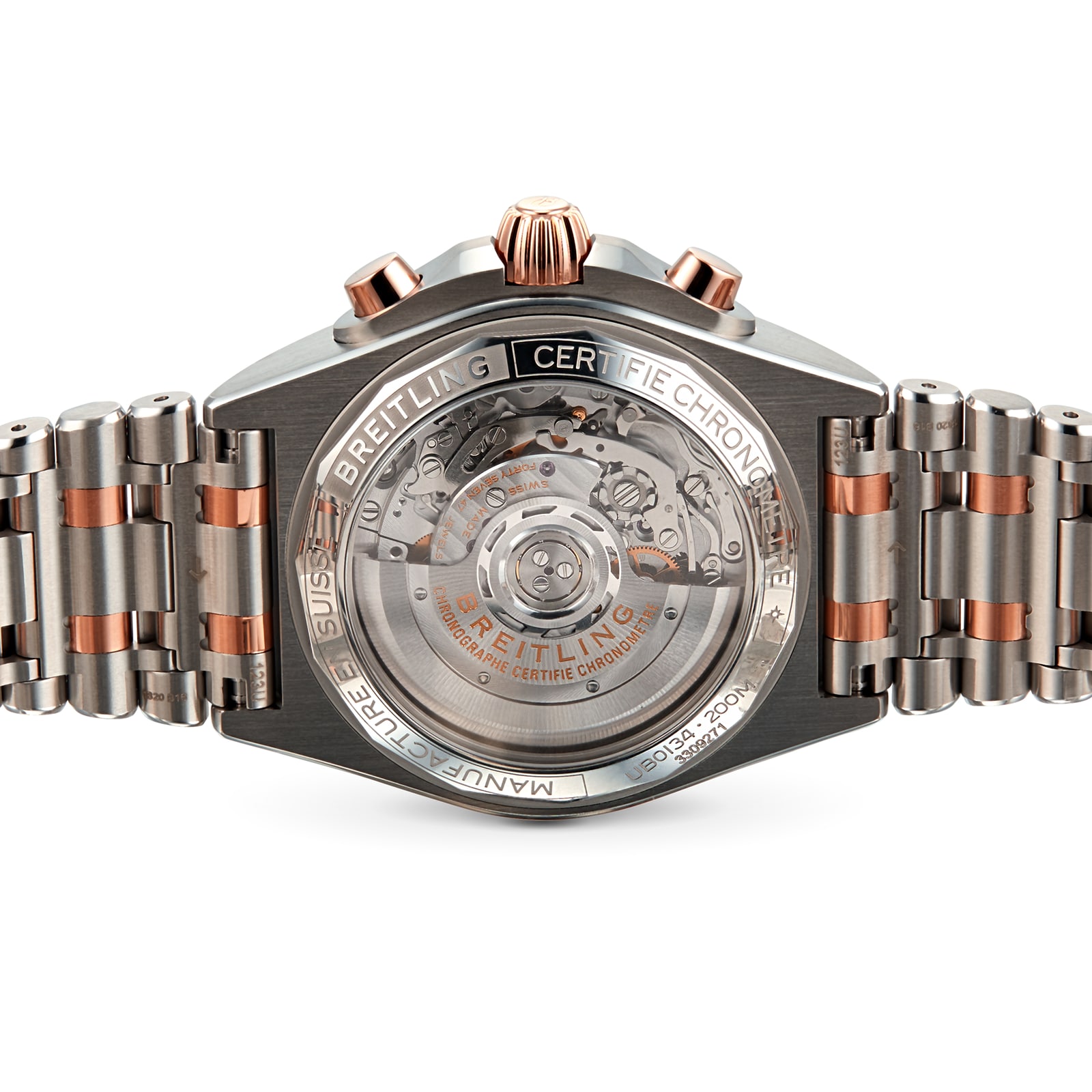 Replica Breitling Chronomat B01 42 Stainless Steel 18k Red Gold details UB0134101C1U1 3 Replica Breitling Chronomat B01 42 Stainless Steel 18k Red Gold details UB0134101C1U1