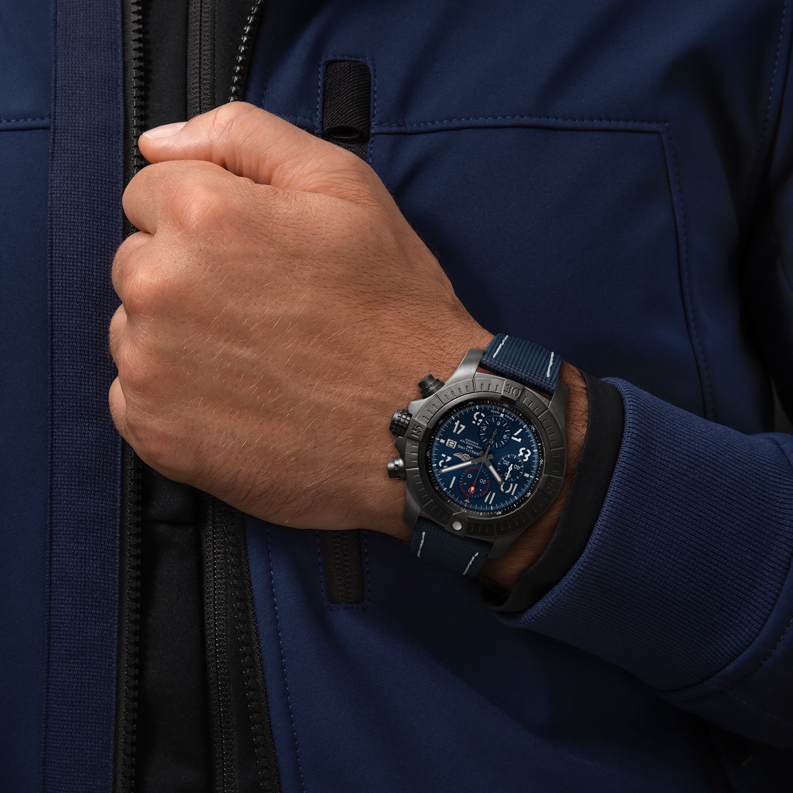 Replica Breitling Super Avenger Chronograph 48 Night Mission details V13375101C1X2