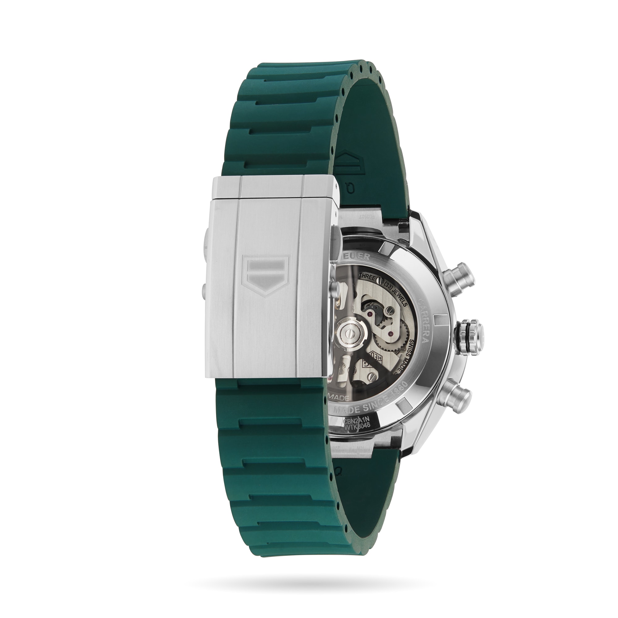 Replica TAG Heuer Carrera Chronograph 44mm Mens details Green Rubber CBN2A1N.FT6238 3 Replica TAG Heuer Carrera Chronograph 44mm Mens details Green Rubber CBN2A1N.FT6238