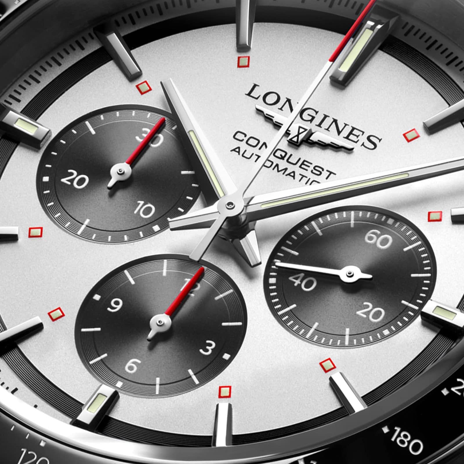 Replica Longines Conquest Chronograph 42mm Mens details Silver L38354726