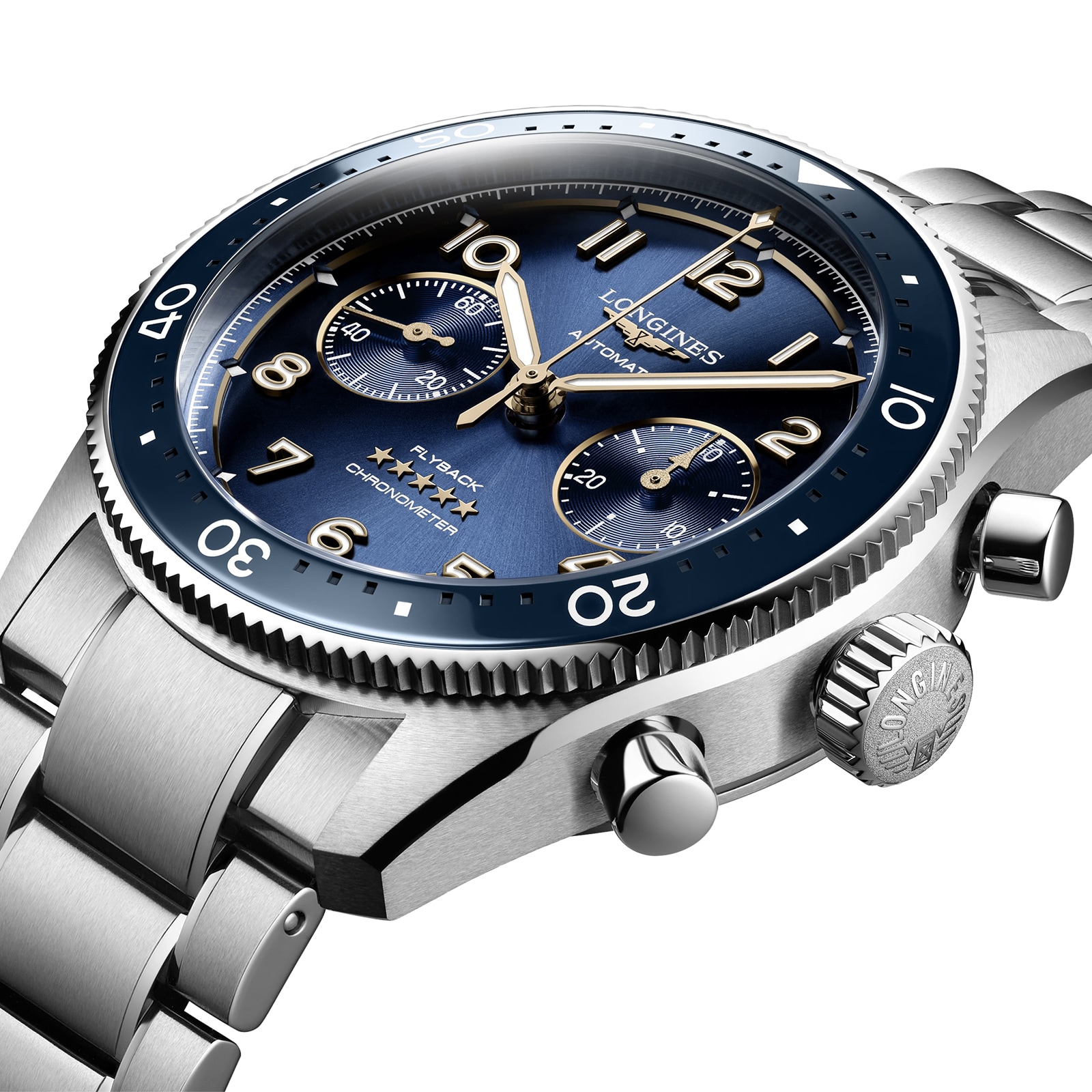 Replica Longines Spirit Flyback 42mm Stainless Steel Blue Sunray Dial L38214936