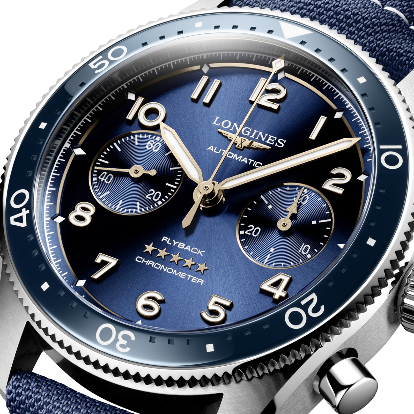 Replica Longines Spirit Flyback 42mm Steel Blue Fabric Strap Blue Sunray Dial L38214932 3 Replica Longines Spirit Flyback 42mm Steel Blue Fabric Strap Blue Sunray Dial L38214932
