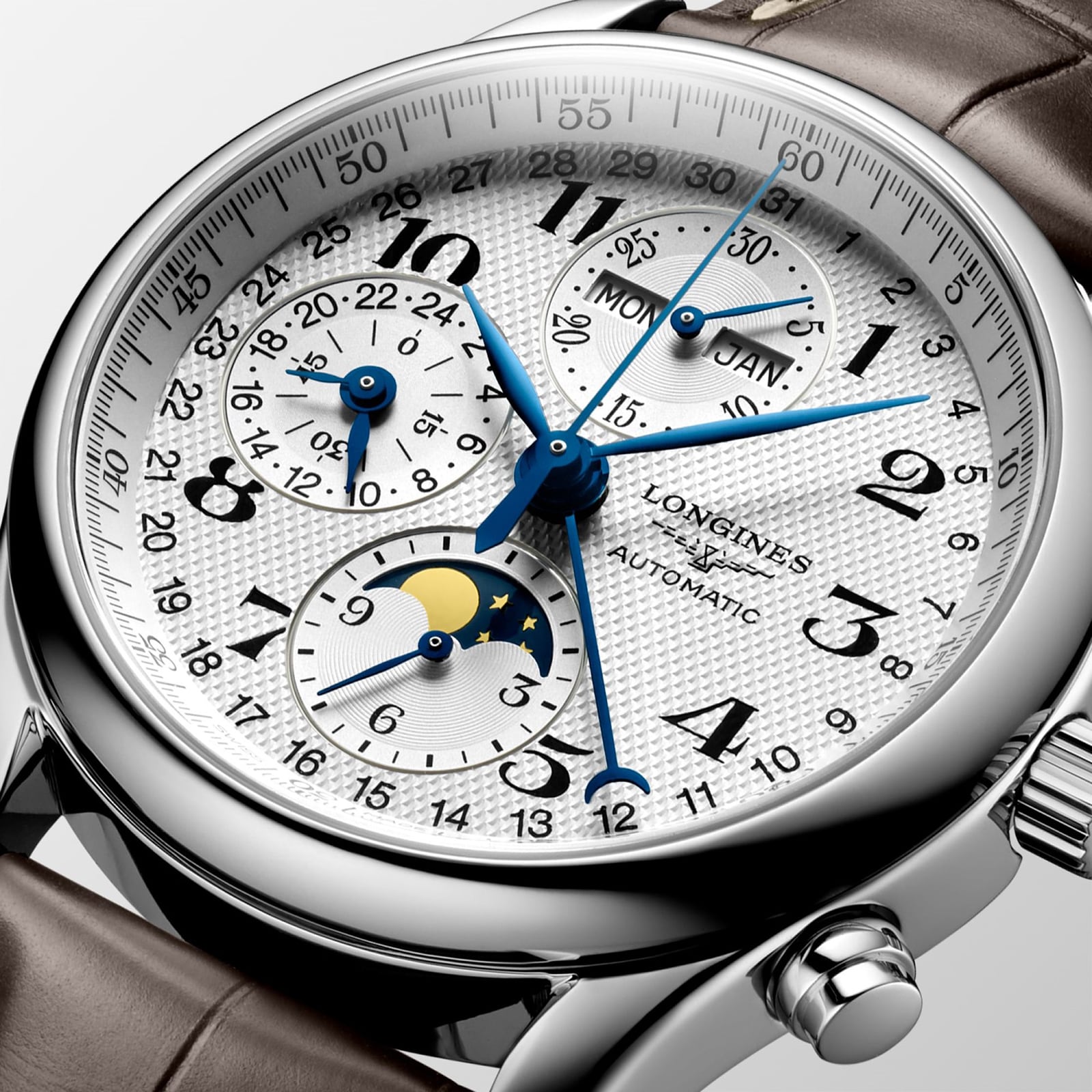 Replica Longines Master Collection 40mm Chronograph With Moon Phase Mens details L26734783 3 Replica Longines Master Collection 40mm Chronograph With Moon Phase Mens details L26734783