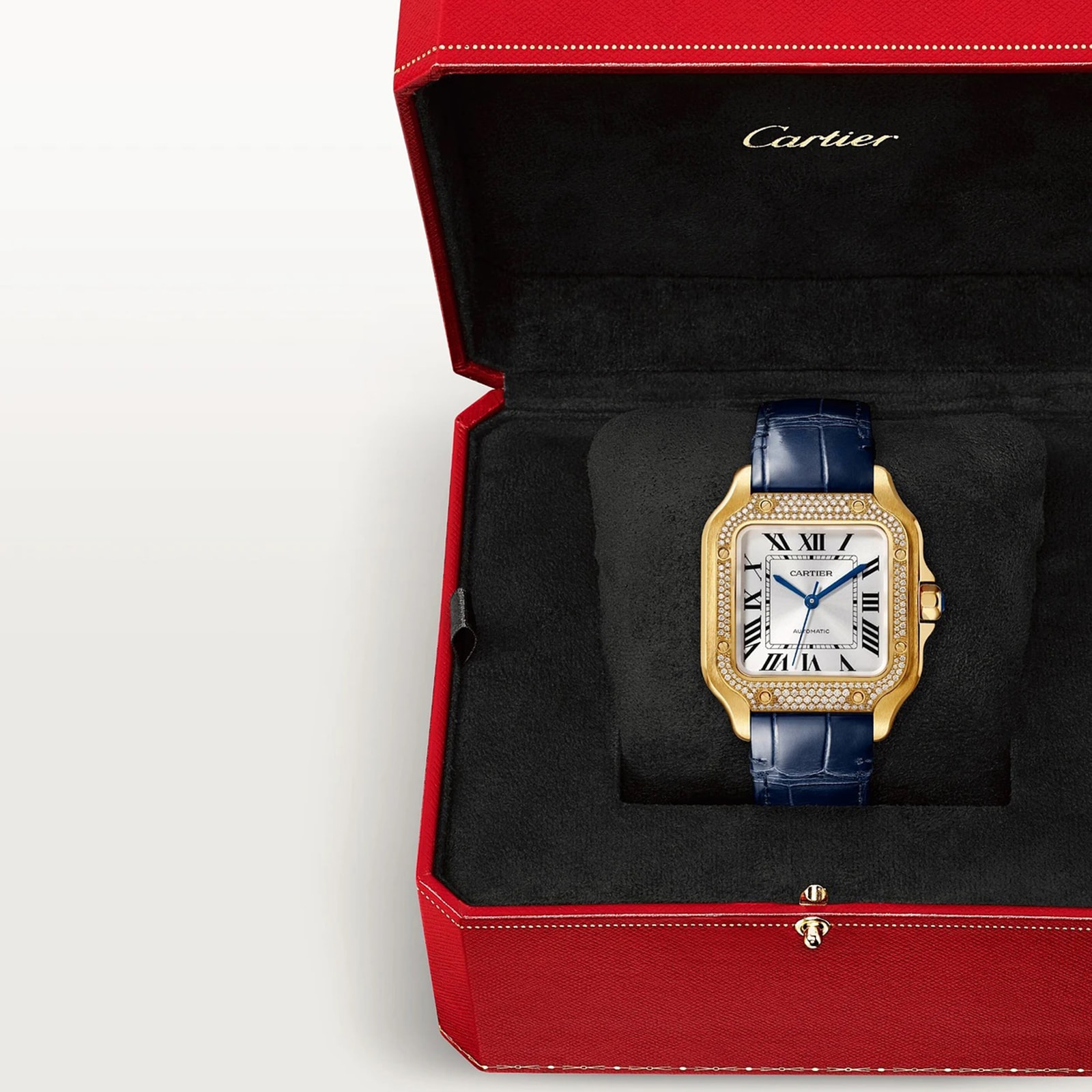 Replica Cartier Santos De Cartier details Santos details Medium Model Mechanical Movement With Automatic Winding Leather Yellow Gold WJSA0013 4 Replica Cartier Santos De Cartier details Santos details Medium Model Mechanical Movement With Automatic Winding Leather Yellow Gold WJSA0013