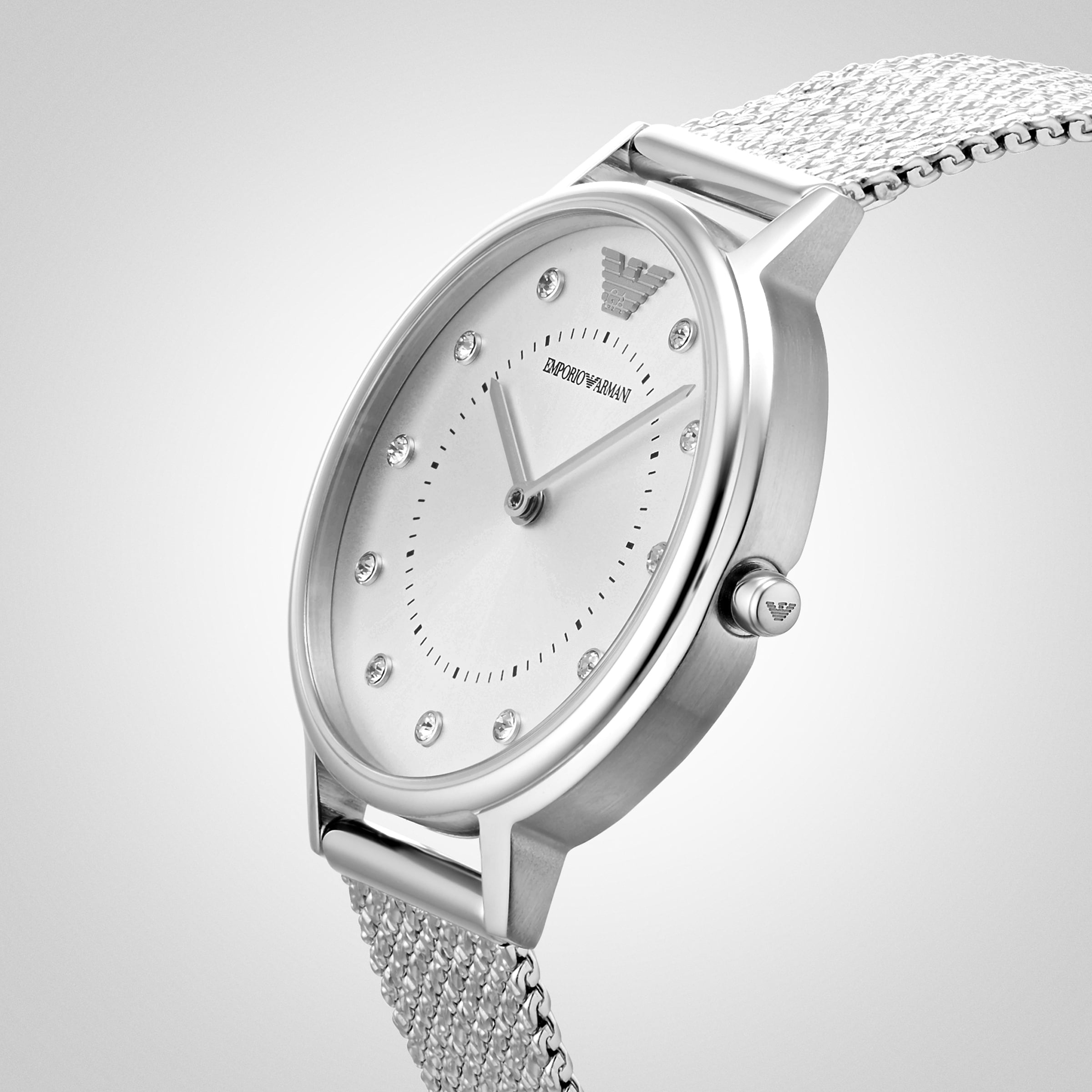 Replica Emporio Armani Silver Tone Mesh Ladies details AR11128