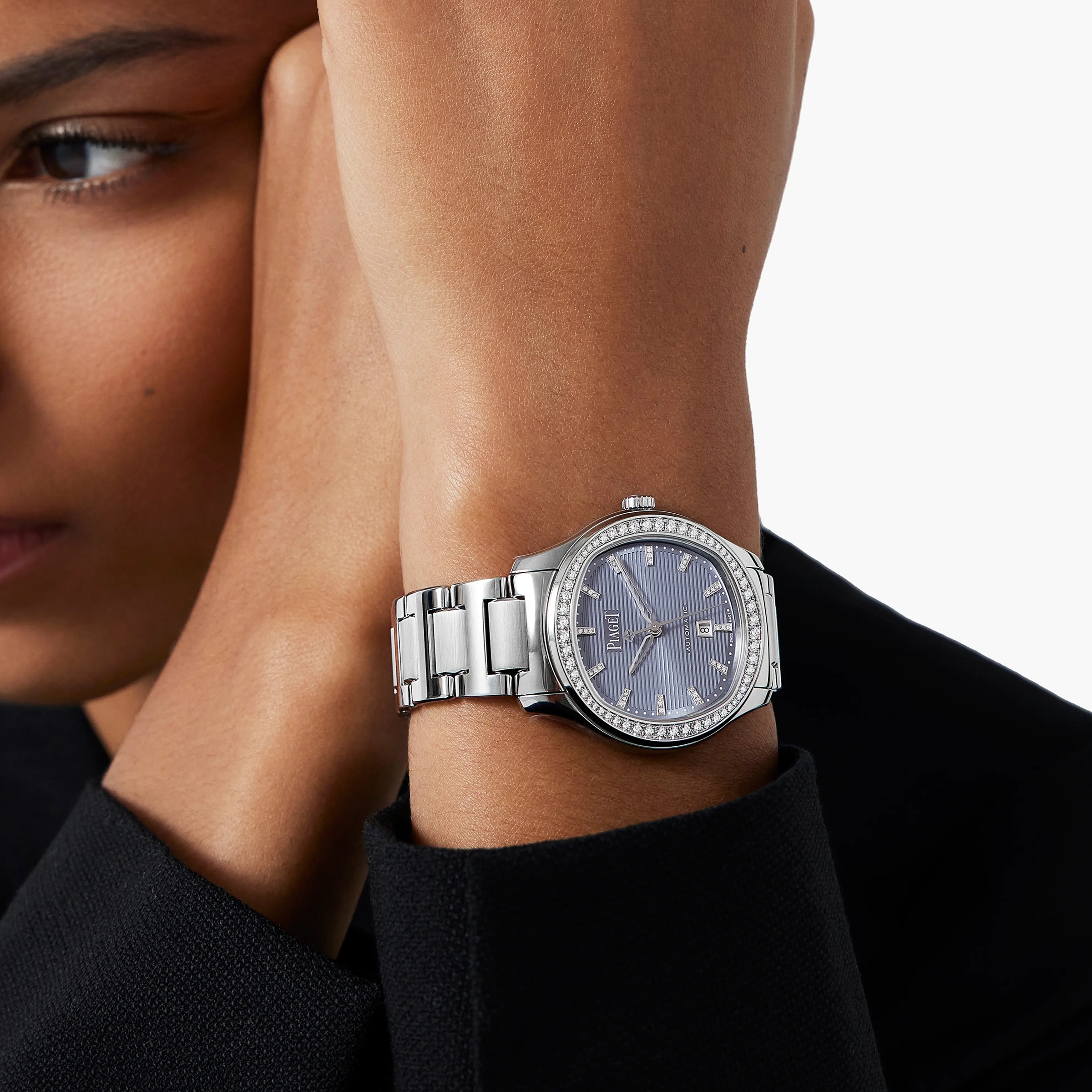 Replica Piaget Polo Date 36mm Ladies details Blue G0A47027