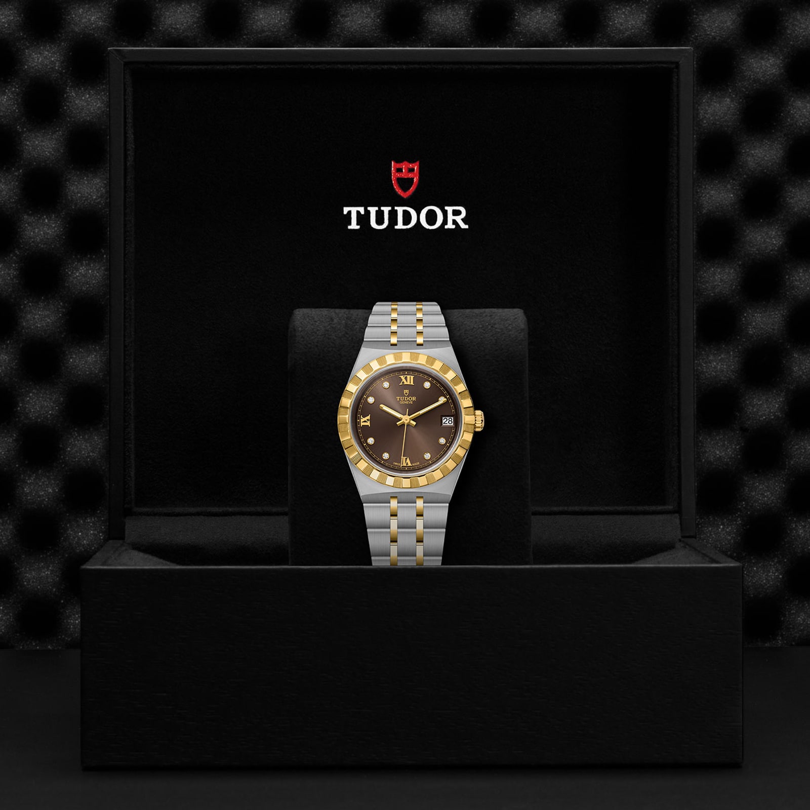 Replica Tudor Royal S G 34mm Steel Case Diamond-Set Chocolate Dial M28403-0009 4 Replica Tudor Royal S G 34mm Steel Case Diamond-Set Chocolate Dial M28403-0009