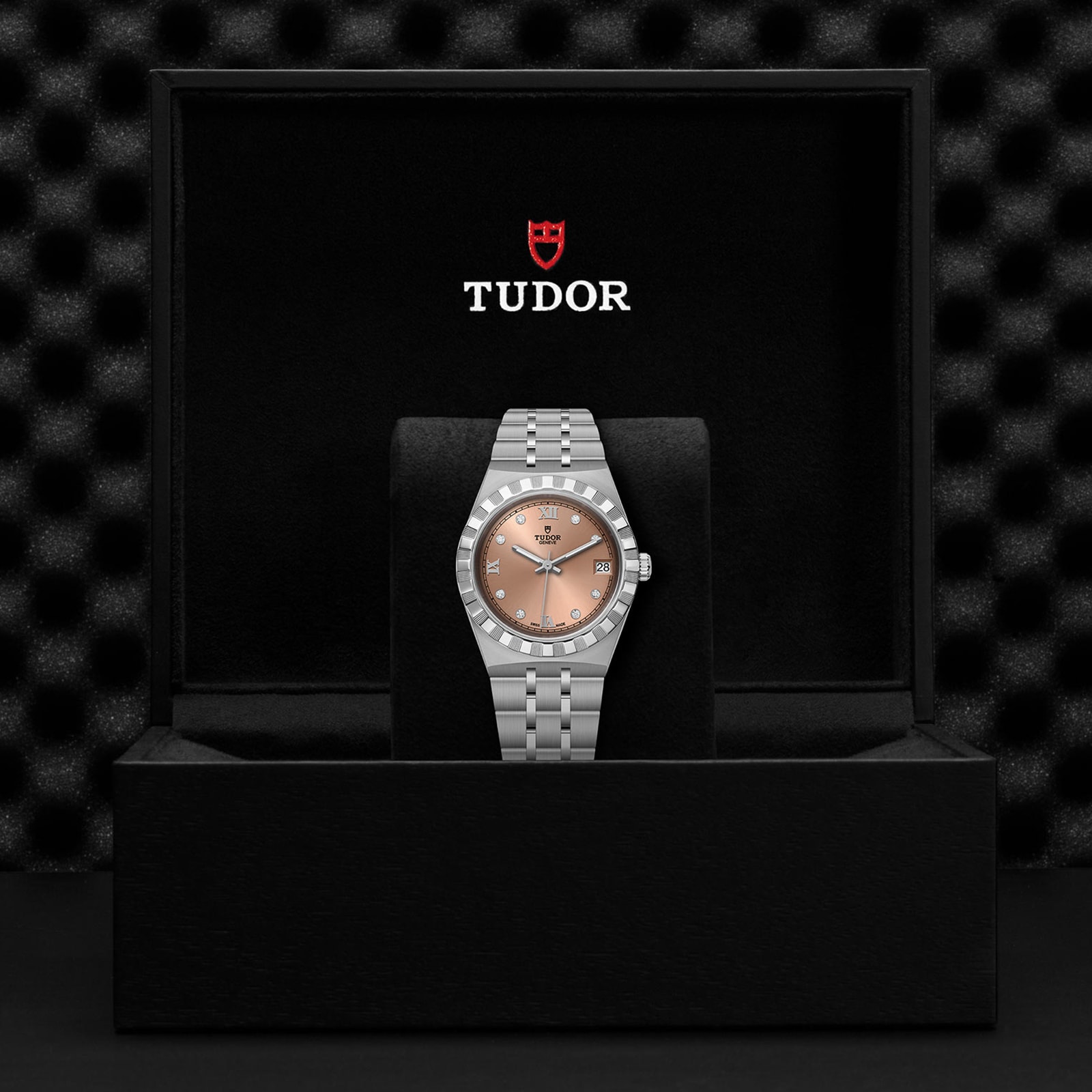 Replica Tudor Royal 34mm Steel Case Diamond-Set Salmon Dial M28400-0011 4 Replica Tudor Royal 34mm Steel Case Diamond-Set Salmon Dial M28400-0011