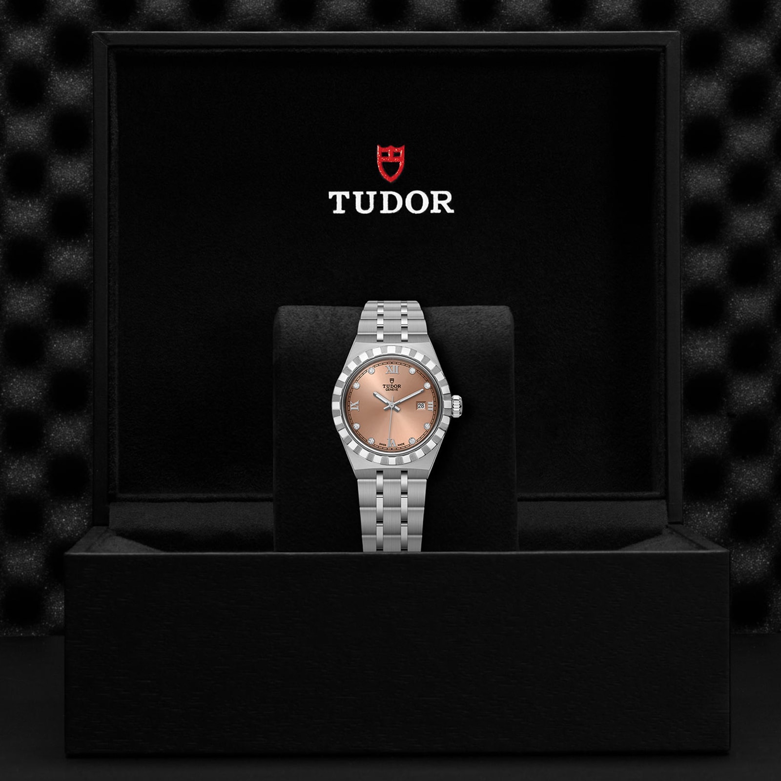 Replica Tudor Royal 28mm Steel Case Diamond-Set Salmon Dial M28300-0010 4 Replica Tudor Royal 28mm Steel Case Diamond-Set Salmon Dial M28300-0010