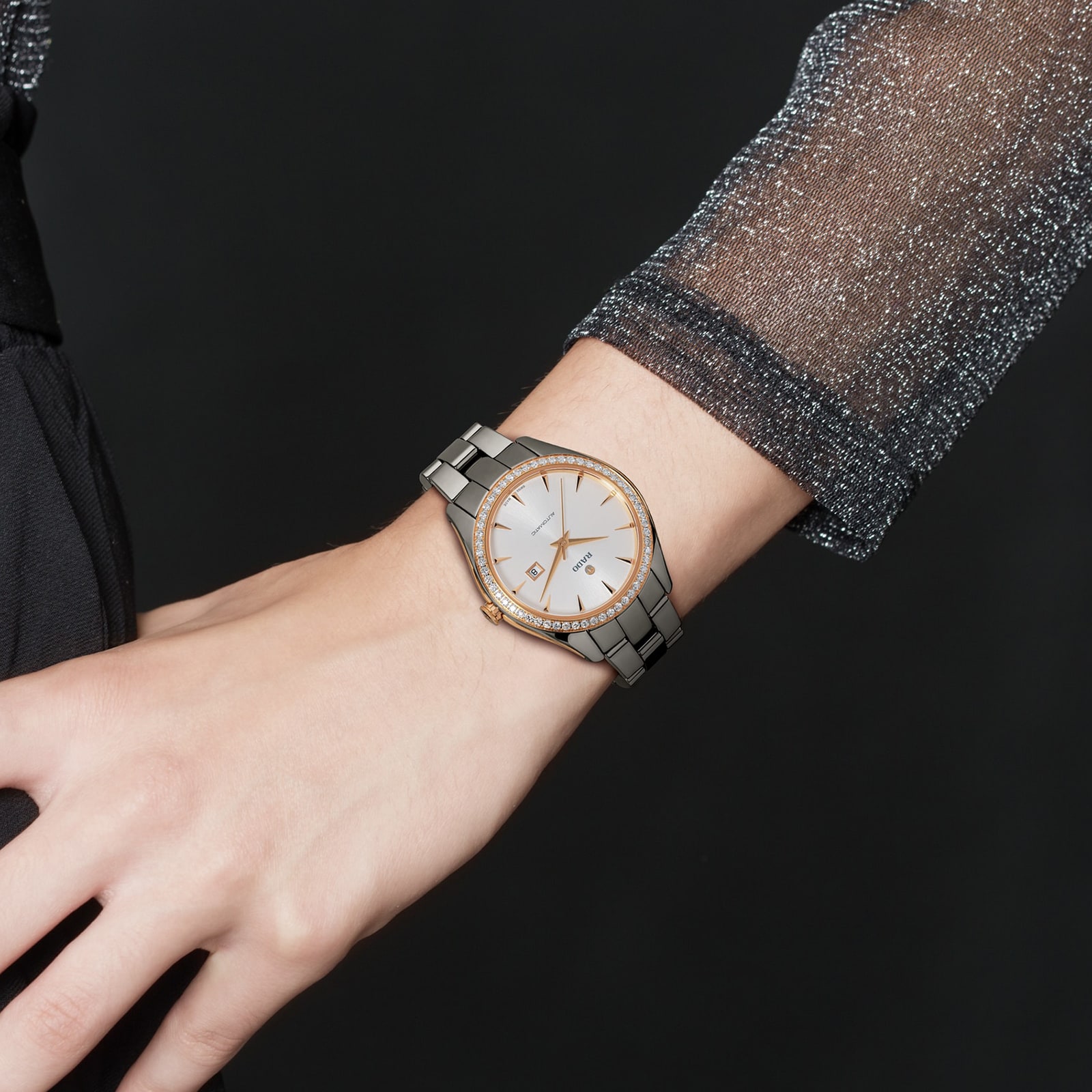 Replica Rado HyperChrome Automatic Diamonds 36mm Ladies details R32052012