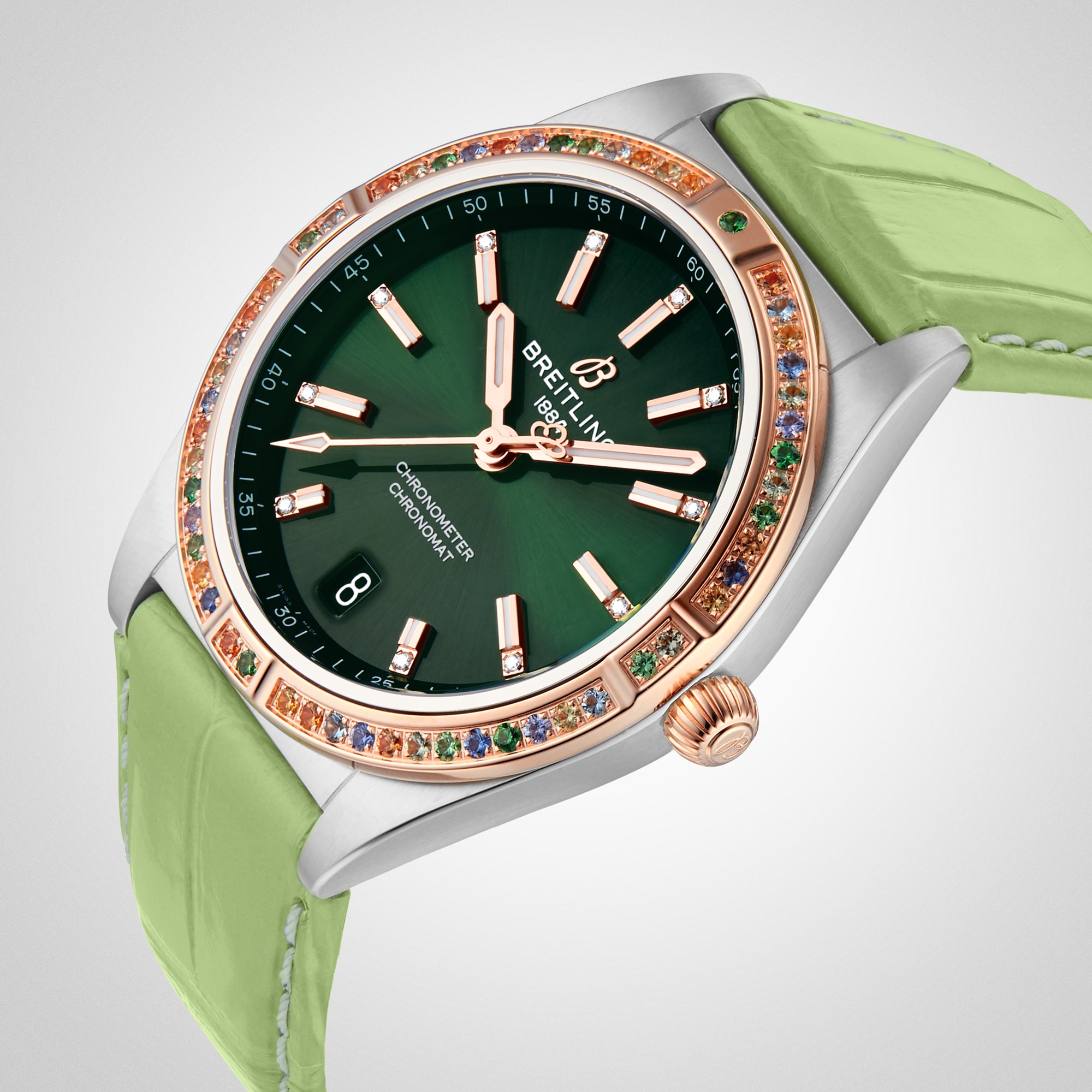 Replica Breitling Chronomat Automatic 36 South Sea Green Leather Strap Ladies details U10380611L1P1