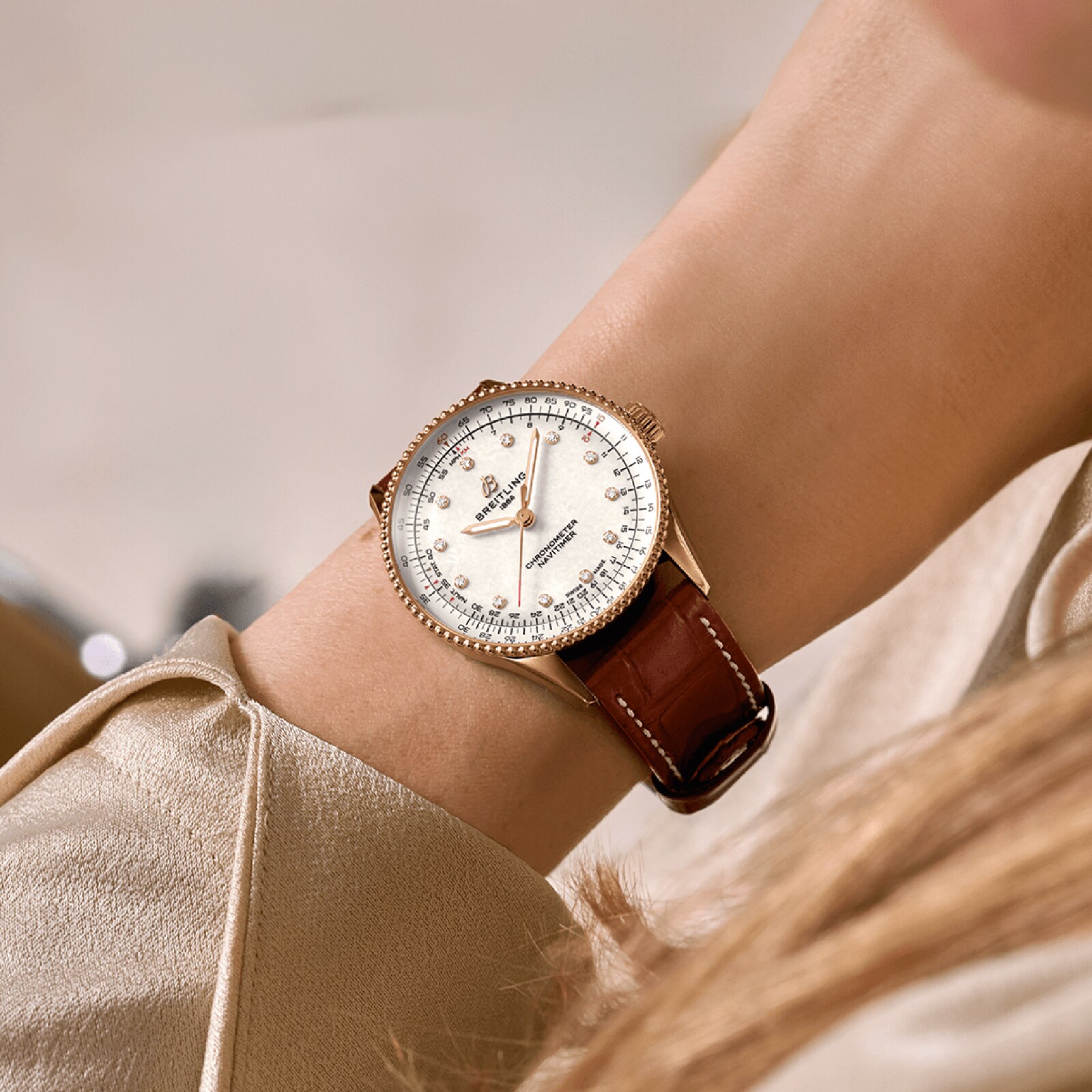 Replica Breitling Navitimer 36mm Ladies details White Mother Of Pearl Alligator 18k Red Gold R17327211A1P1 4 Replica Breitling Navitimer 36mm Ladies details White Mother Of Pearl Alligator 18k Red Gold R17327211A1P1