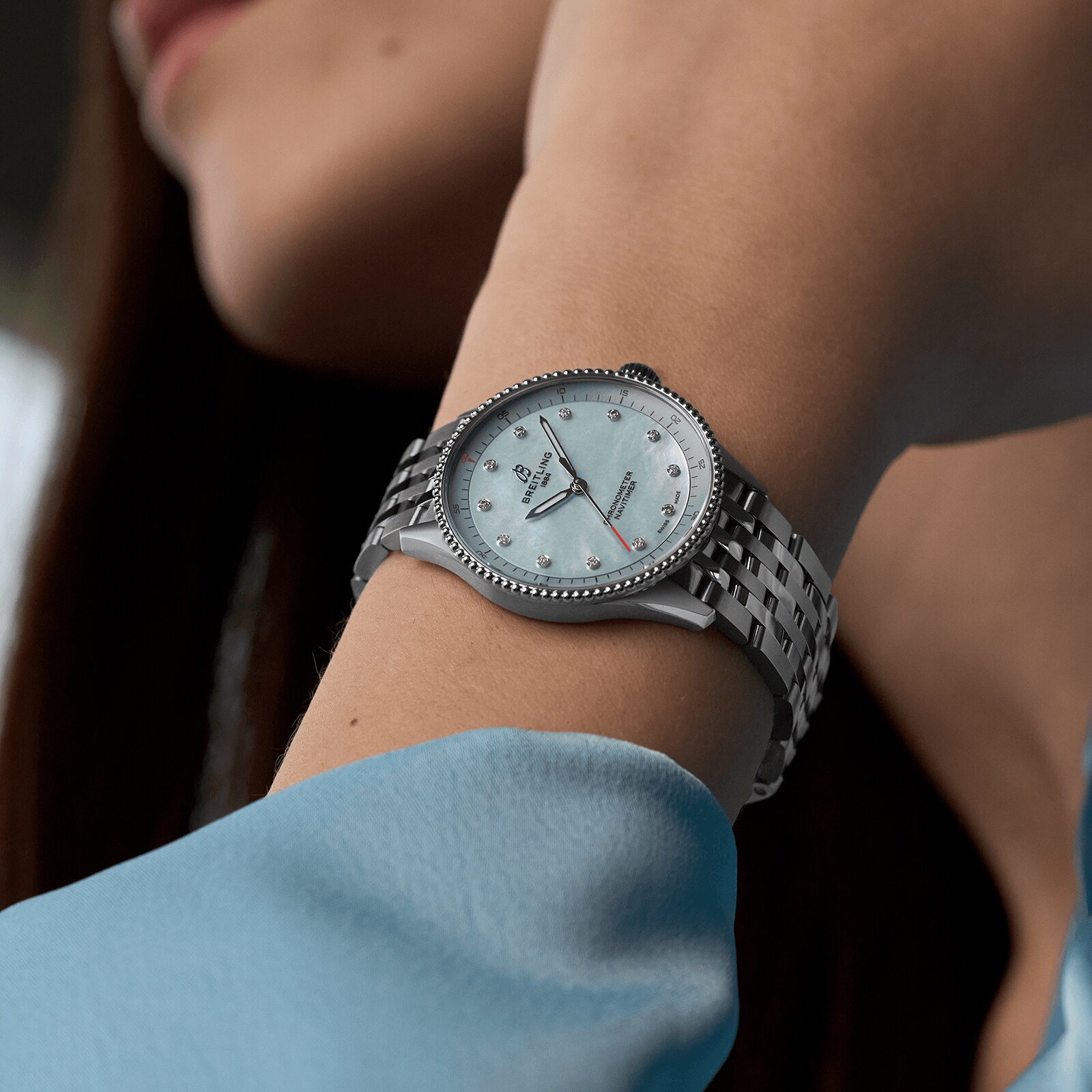 Replica Breitling Navitimer 32mm Ladies details Blue Mother Of Pearl A77320171C1A1 4 Replica Breitling Navitimer 32mm Ladies details Blue Mother Of Pearl A77320171C1A1