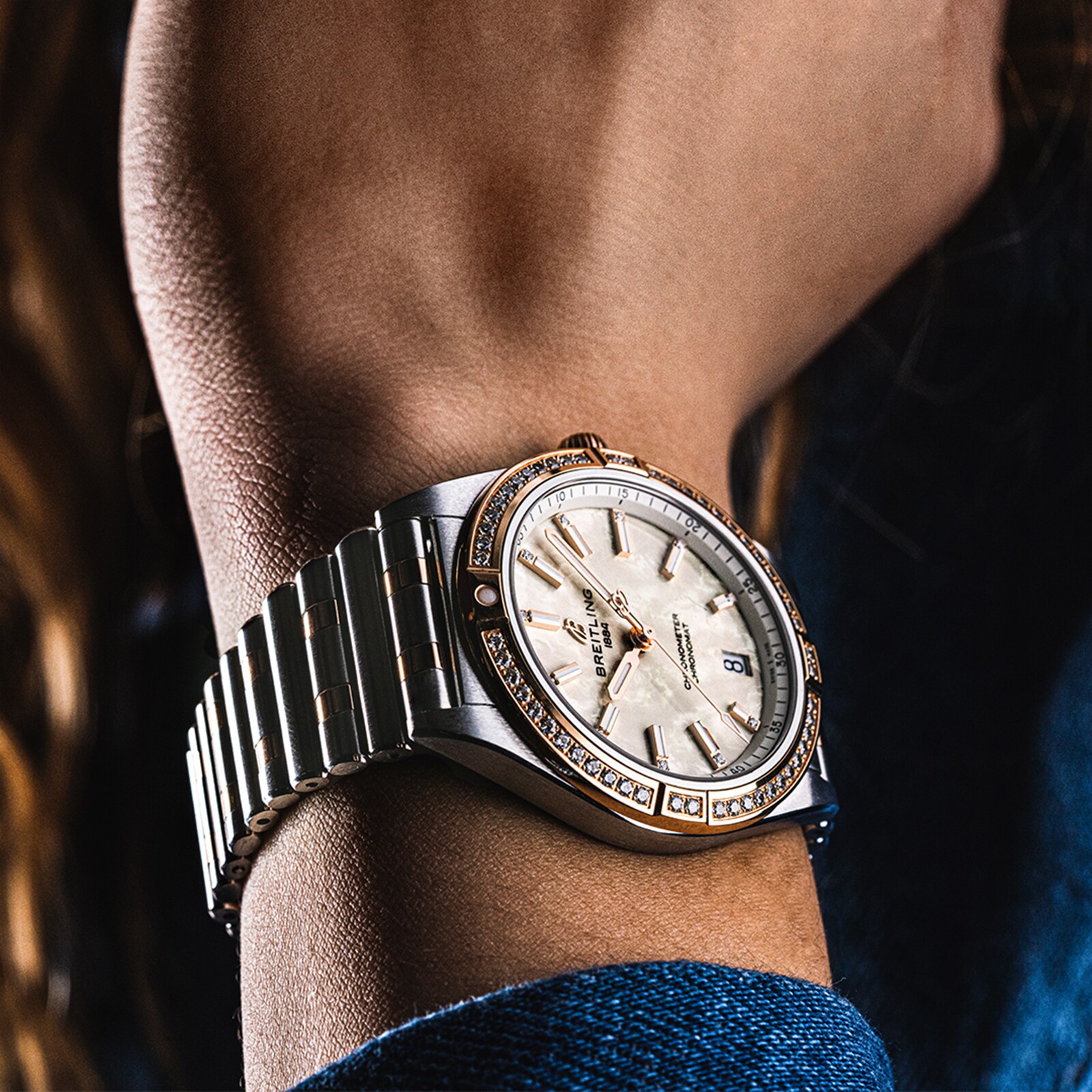 Replica Breitling Chronomat Automatic 36 Stainless Steel 18k Red Gold (Gem-set) - Mother of Pearl details U10380591A2U1 4 Replica Breitling Chronomat Automatic 36 Stainless Steel 18k Red Gold (Gem-set) - Mother of Pearl details U10380591A2U1