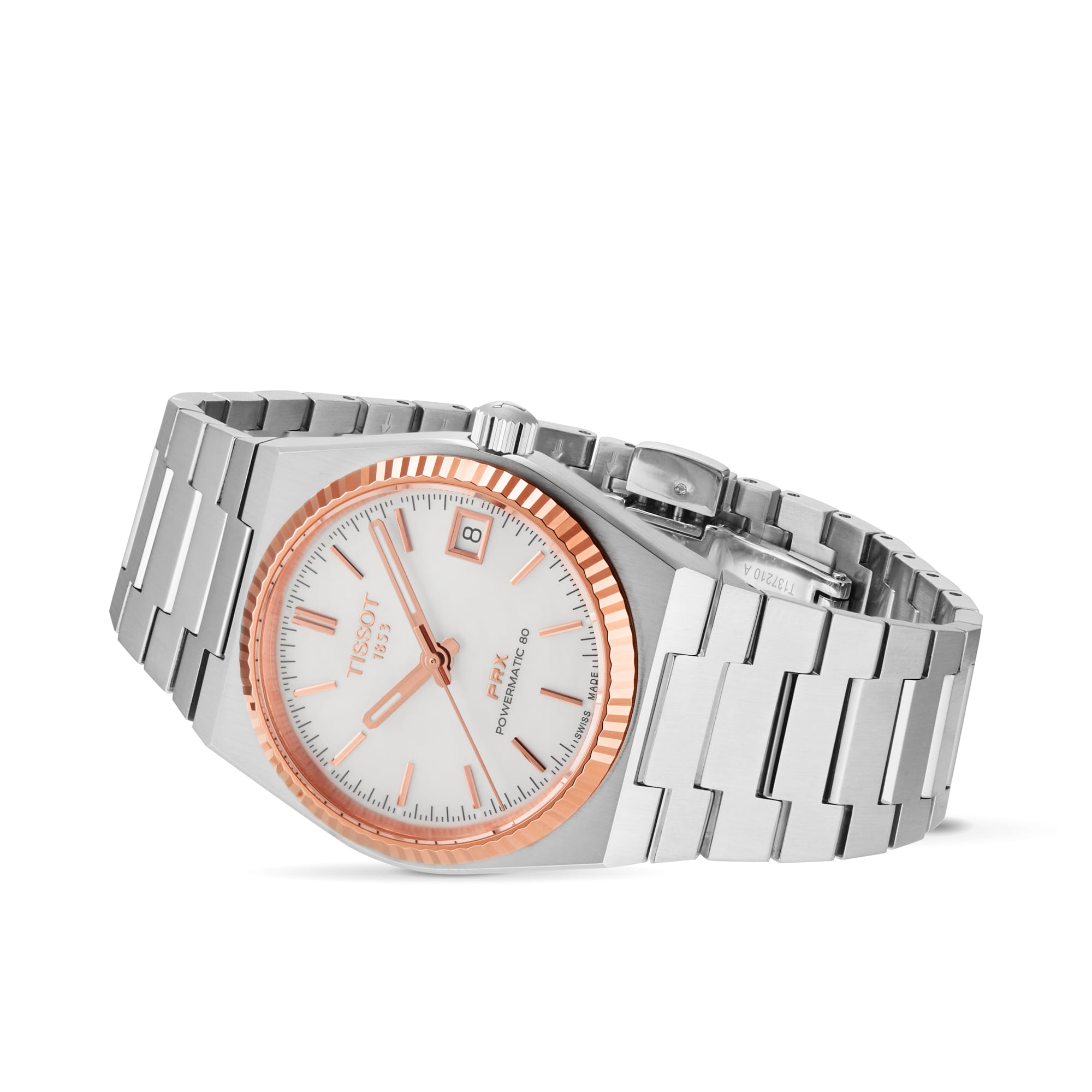 Replica Tissot PRX Powermatic 80 35mm Steel and 18K Gold Bezel Ladies details T9312074111100