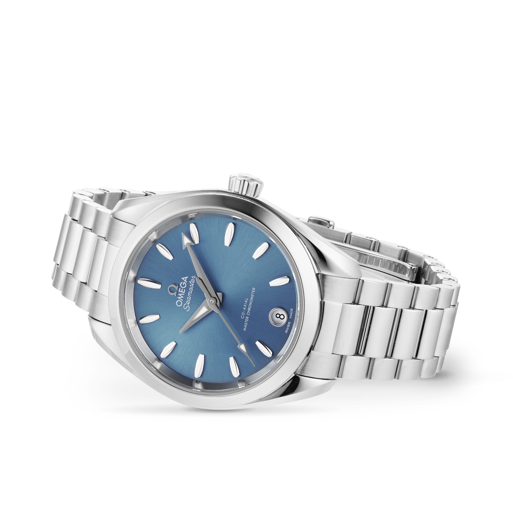 Replica Omega Seamaster Aqua Terra 150m Co-Axial Master Chronometer 34mm Ladies details Blue O22010342003002