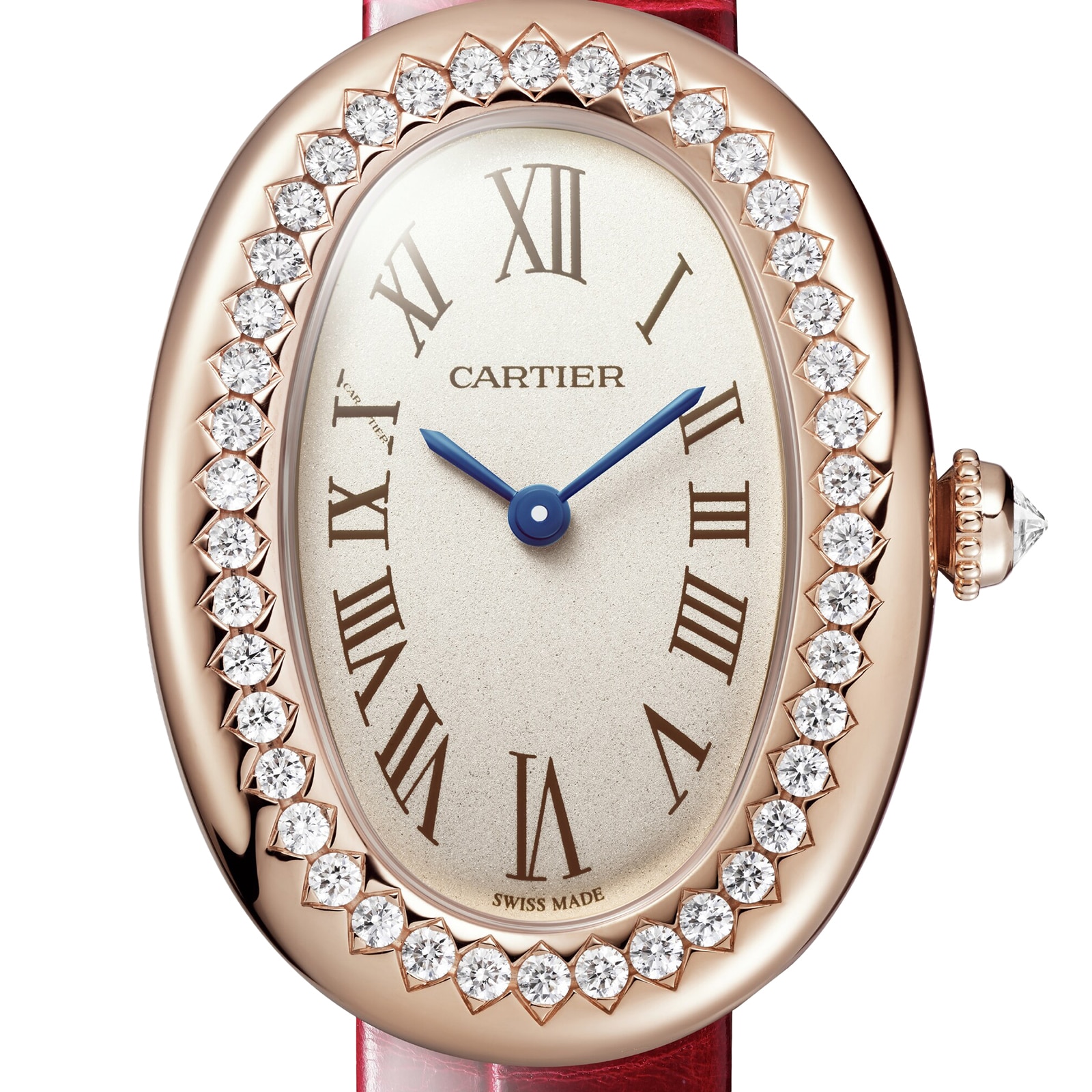 Replica Cartier Baignoire de Cartier details Small model quartz movement rose gold diamonds leather WJBA0031 4 Replica Cartier Baignoire de Cartier details Small model quartz movement rose gold diamonds leather WJBA0031