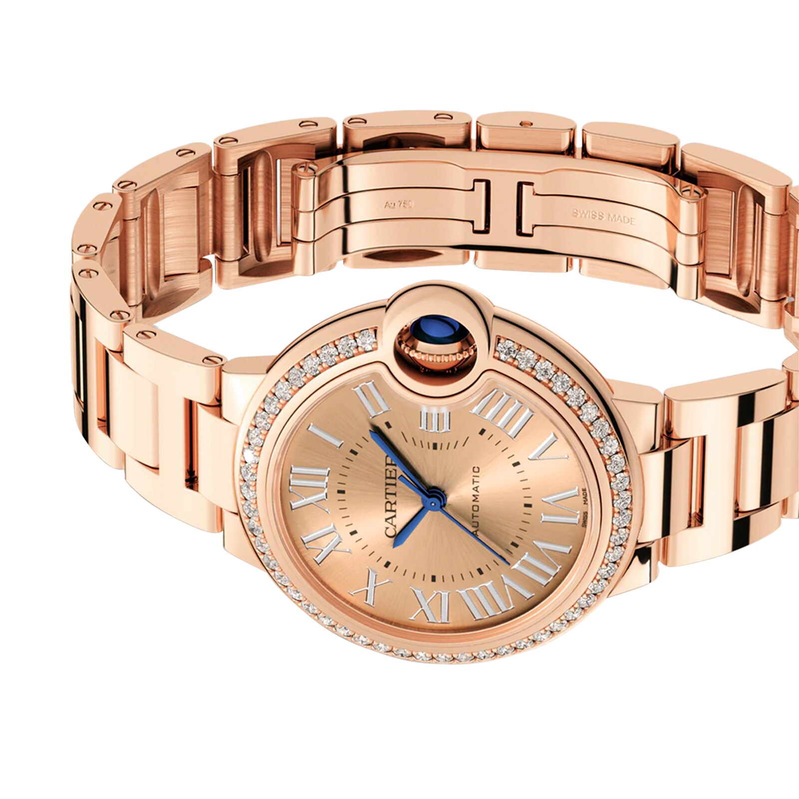 Replica Cartier Ballon Bleu De Cartier details 33mm Automatic Movement Rose Gold Diamonds WJBB0077 4 Replica Cartier Ballon Bleu De Cartier details 33mm Automatic Movement Rose Gold Diamonds WJBB0077