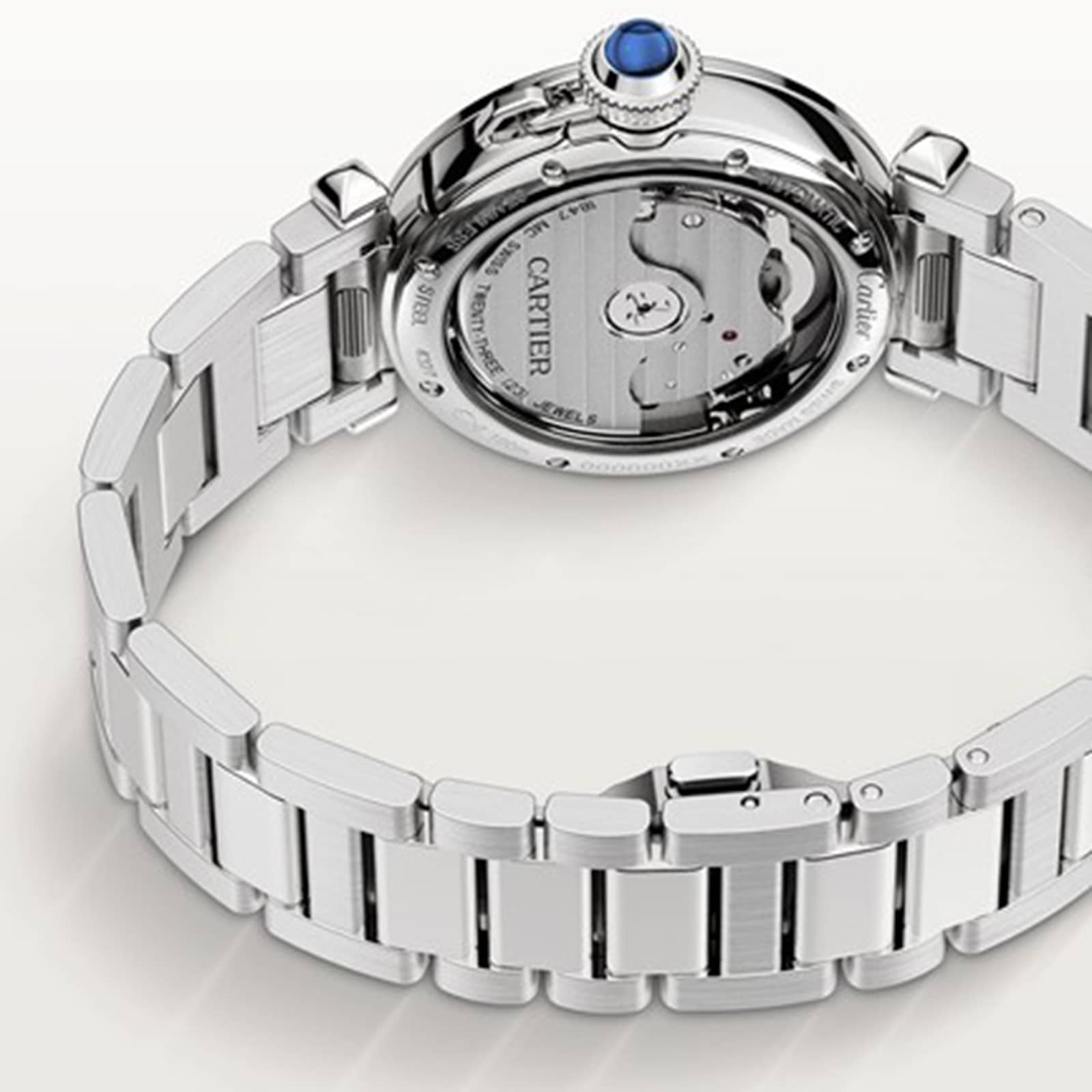 Replica Cartier Pasha De Cartier details 35mm Automatic Movement Steel Interchangeable Metal And Leather Straps WSPA0013