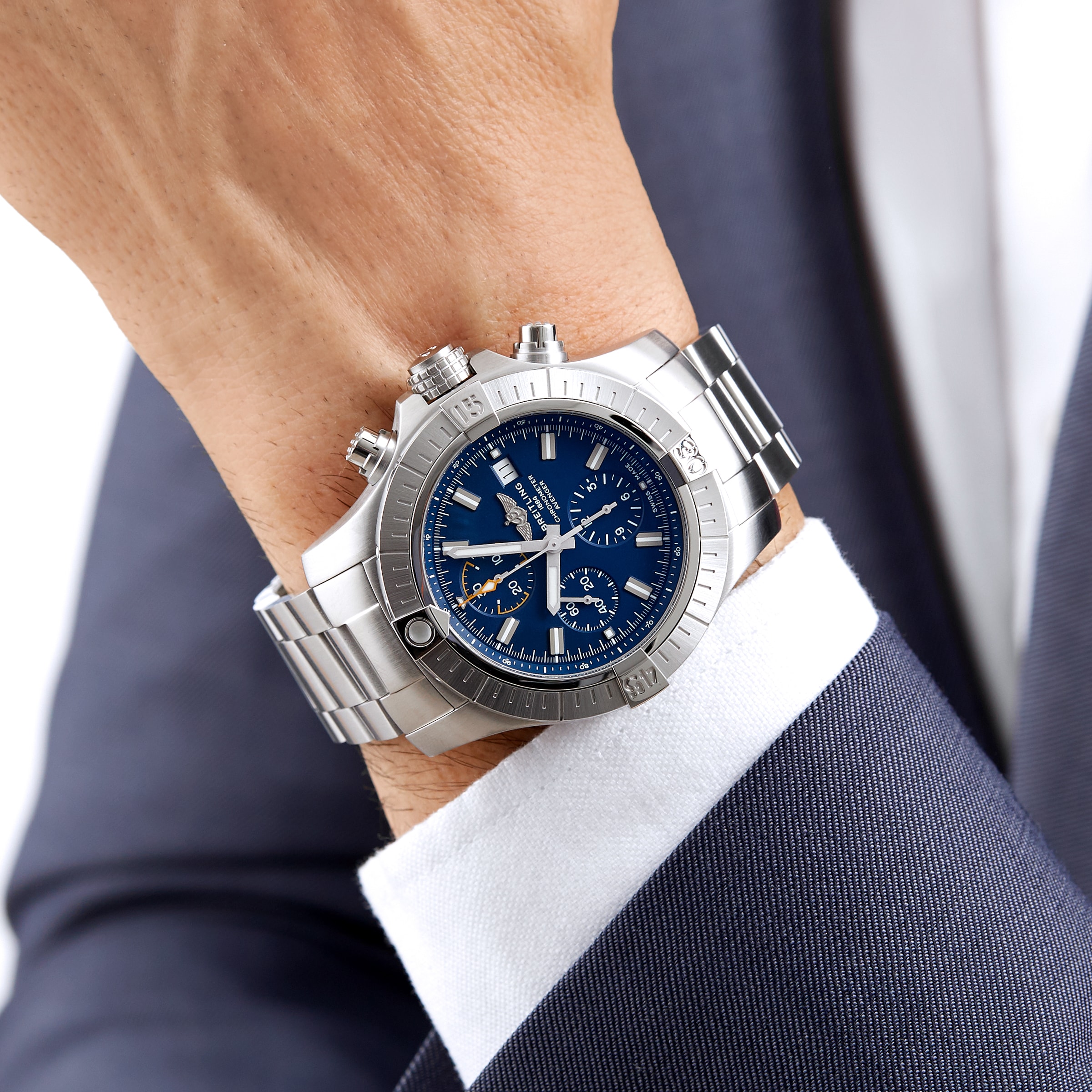 Replica Breitling Avenger Chronograph 45 Stainless Steel details A13317101C1A1