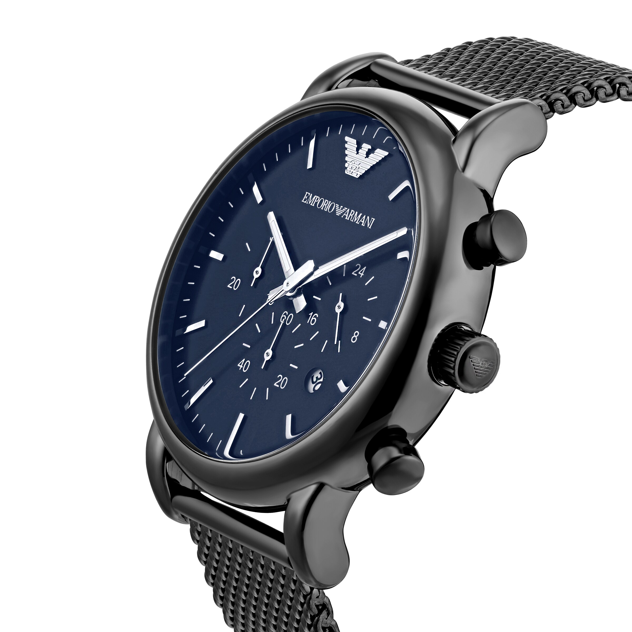 Replica Emporio Armani Grey Mesh Blue Dial Gents details AR1979 4 Replica Emporio Armani Grey Mesh Blue Dial Gents details AR1979