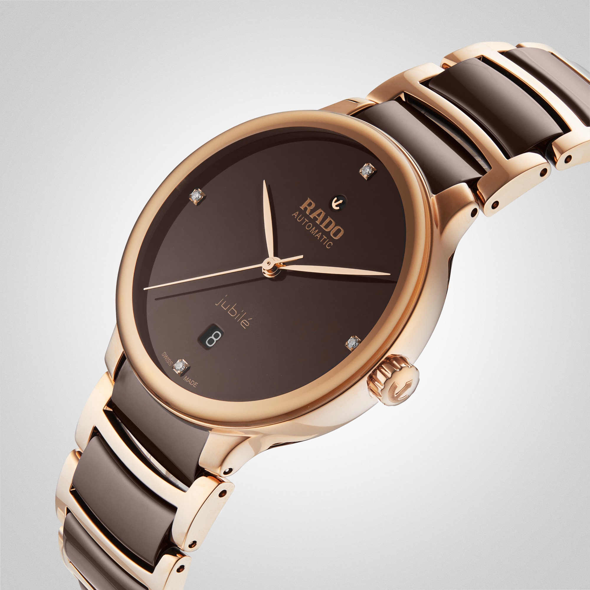 Replica Rado Centrix Jubile Automatic Diamond 39.5mm Unisex details Brown R30017712