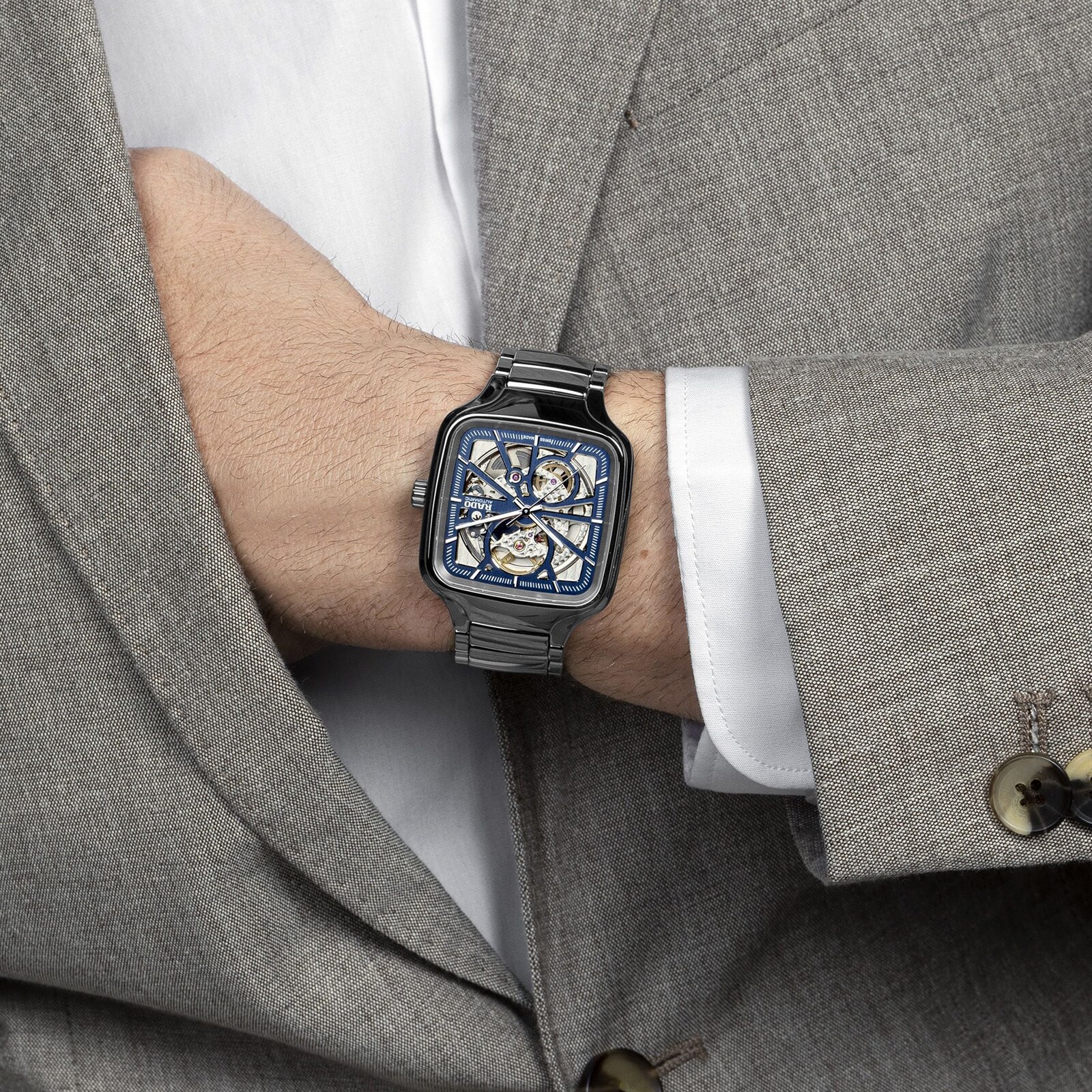 Replica Rado True Square Automatic Open Heart 38mm Mens details R27083202